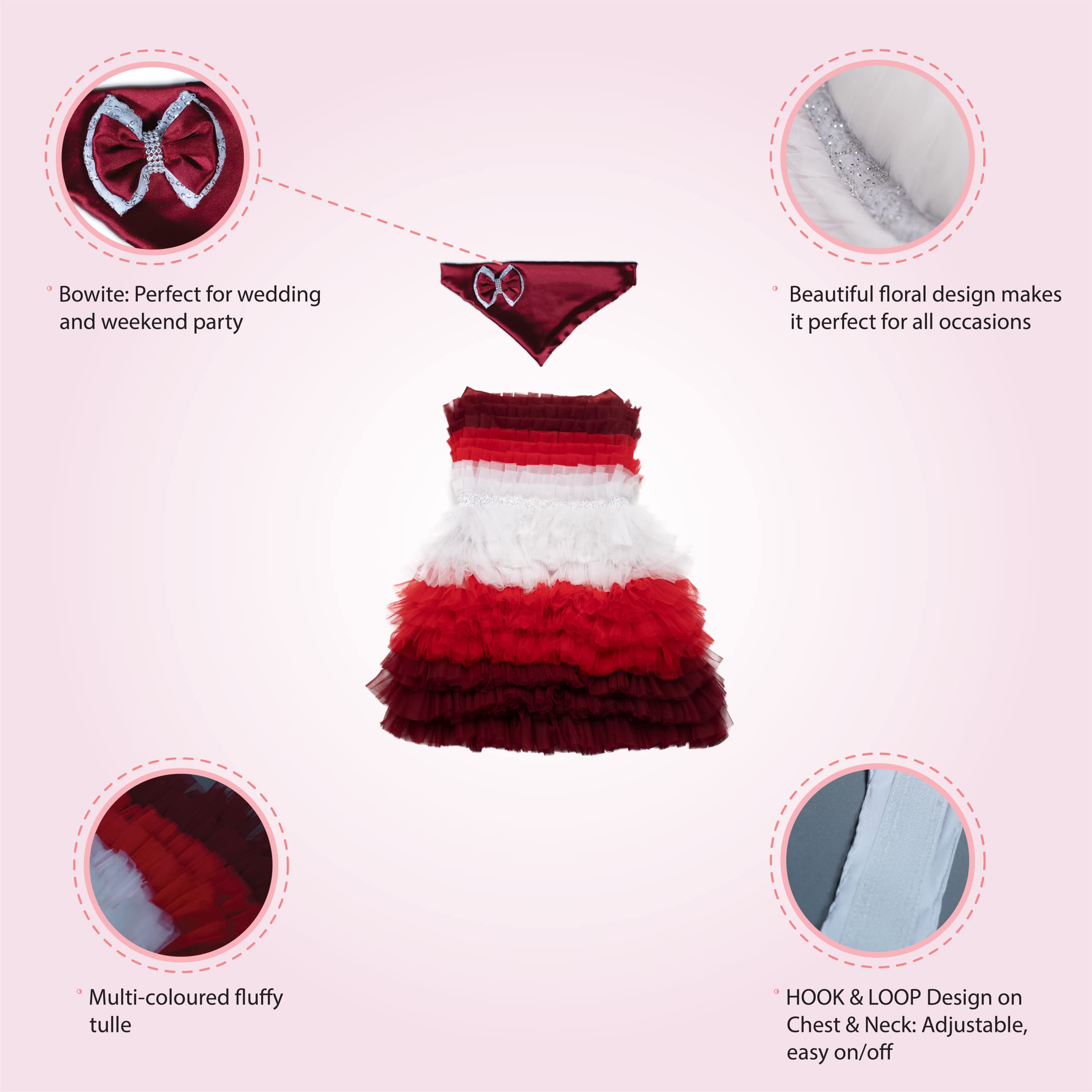 Puptail Dress With Lovely Bandana - Dog Clothes For Medium And Large Dogs Like Shih Tzu, Labrador, Golden Retriever, Pug And Cat