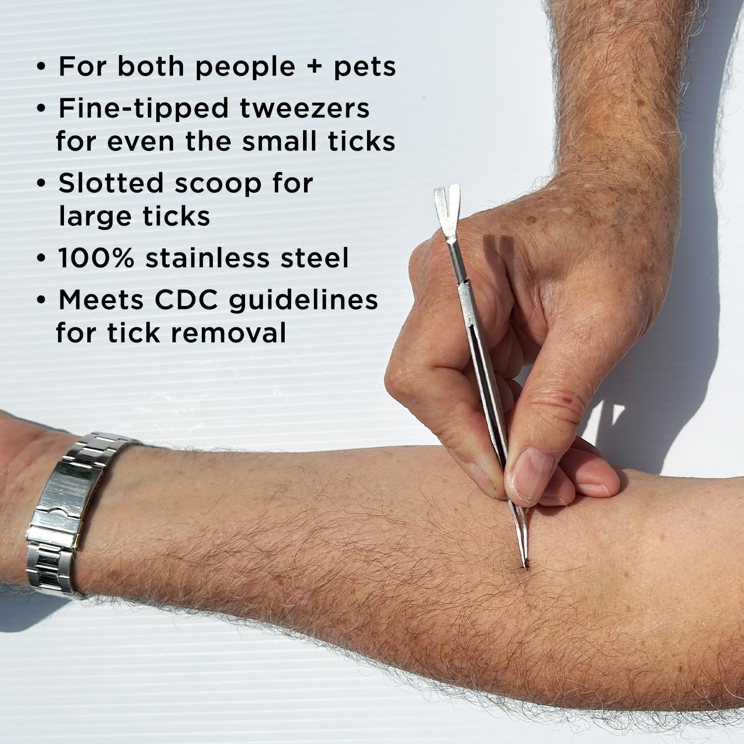 Bug Bite Thing Tick Remover Tool For People & Pets, Patented Two Sided Stainless Steel Design With Fine Tipped Tweezers, Formerl