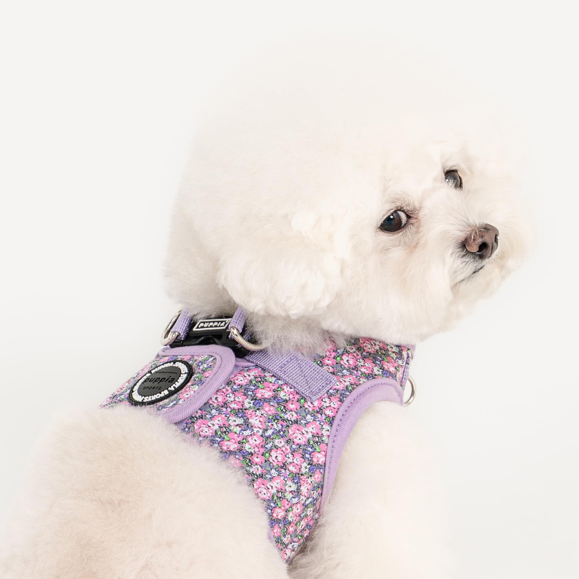 Puppia Kealoha Dog Vest Harness B (Step-In) Fashionable Flower Pattern Spring Summer Harness For Small And Medium Dogs, Violet,