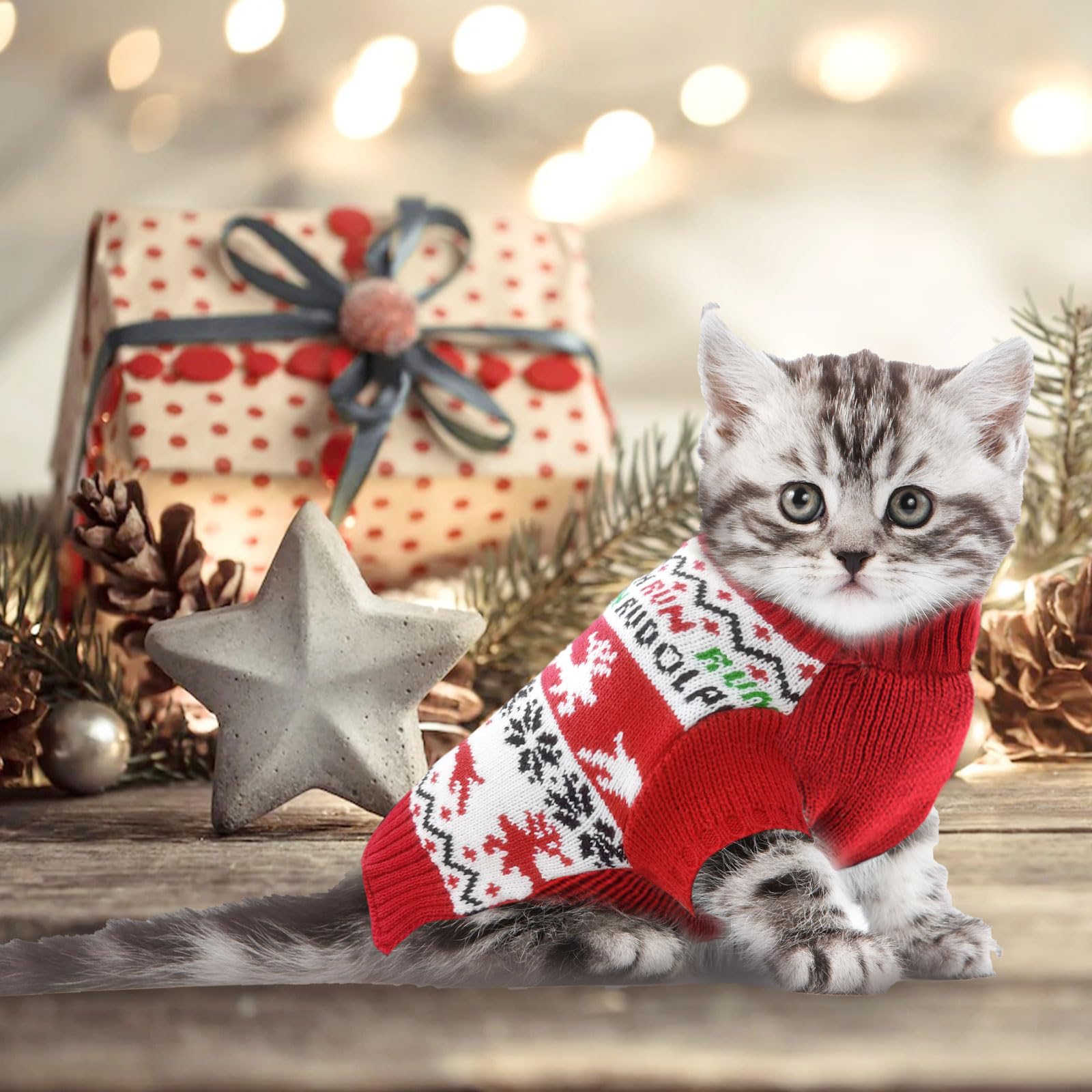 Doggyzstyle Dog Christmas Sweater Xmas Pet Clothes Cute Reindeer Christmas Dog Costume Outfits Holiday Knitwear Puppy Cat Jumper