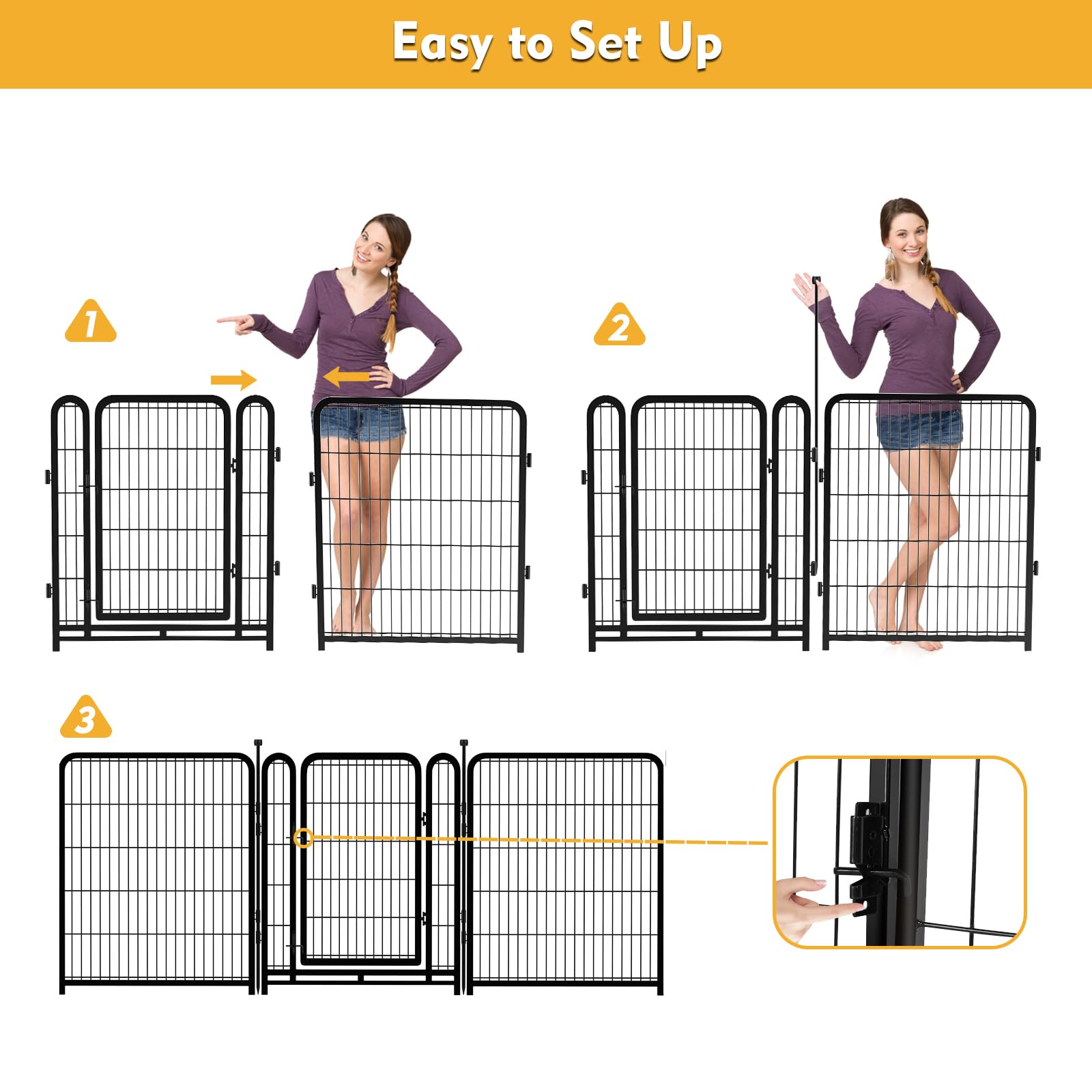 Getlay Dog Playpen 32 inch(H) 4 Panels Dog Fence Outdoor for Yard. Metal Dog Pen Heavy Duty Pet Puppy Exercise Pen for Rv Campin