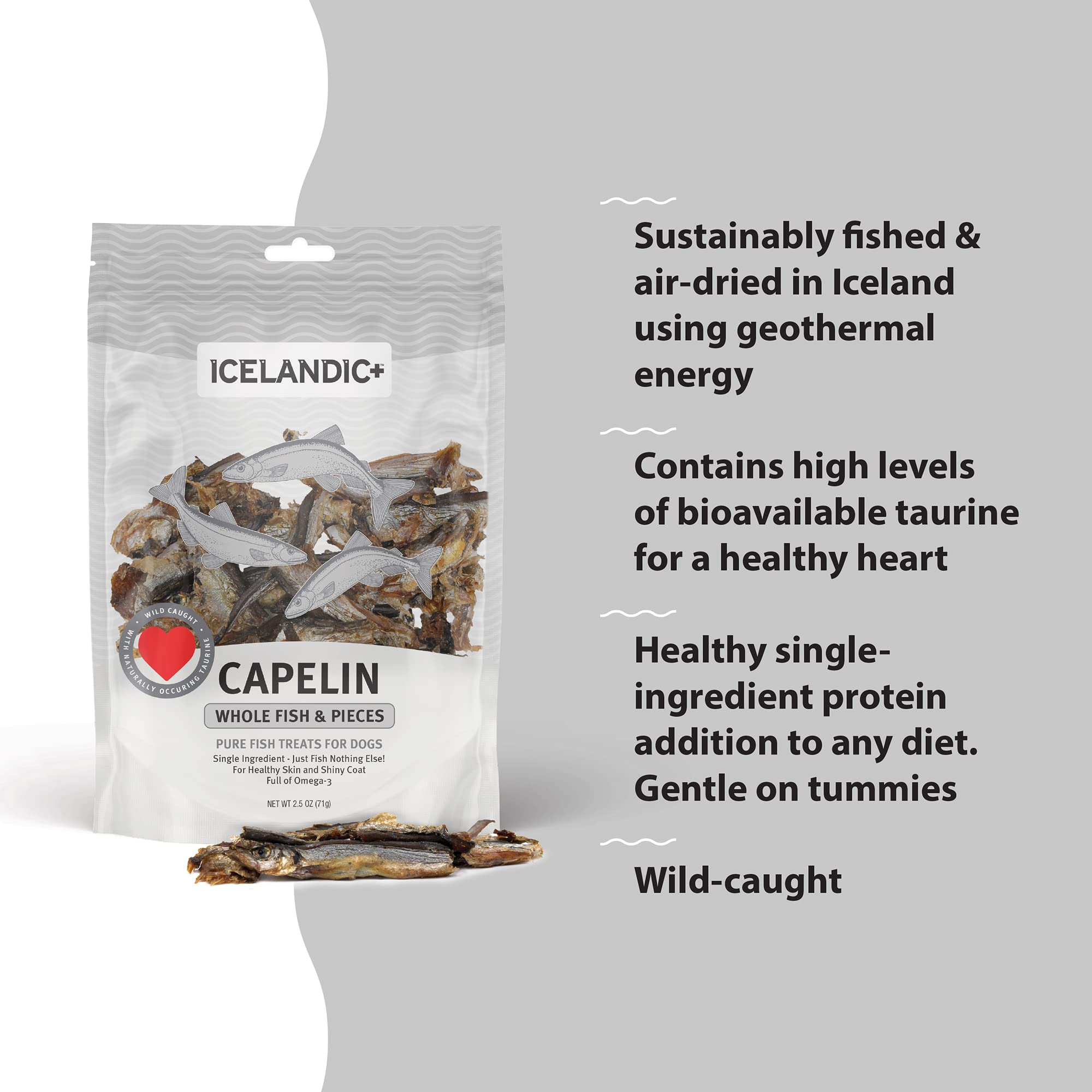 Icelandic+ Plus Capelin Whole Fish & Pieces Dog Treat 2.5-oz Bag