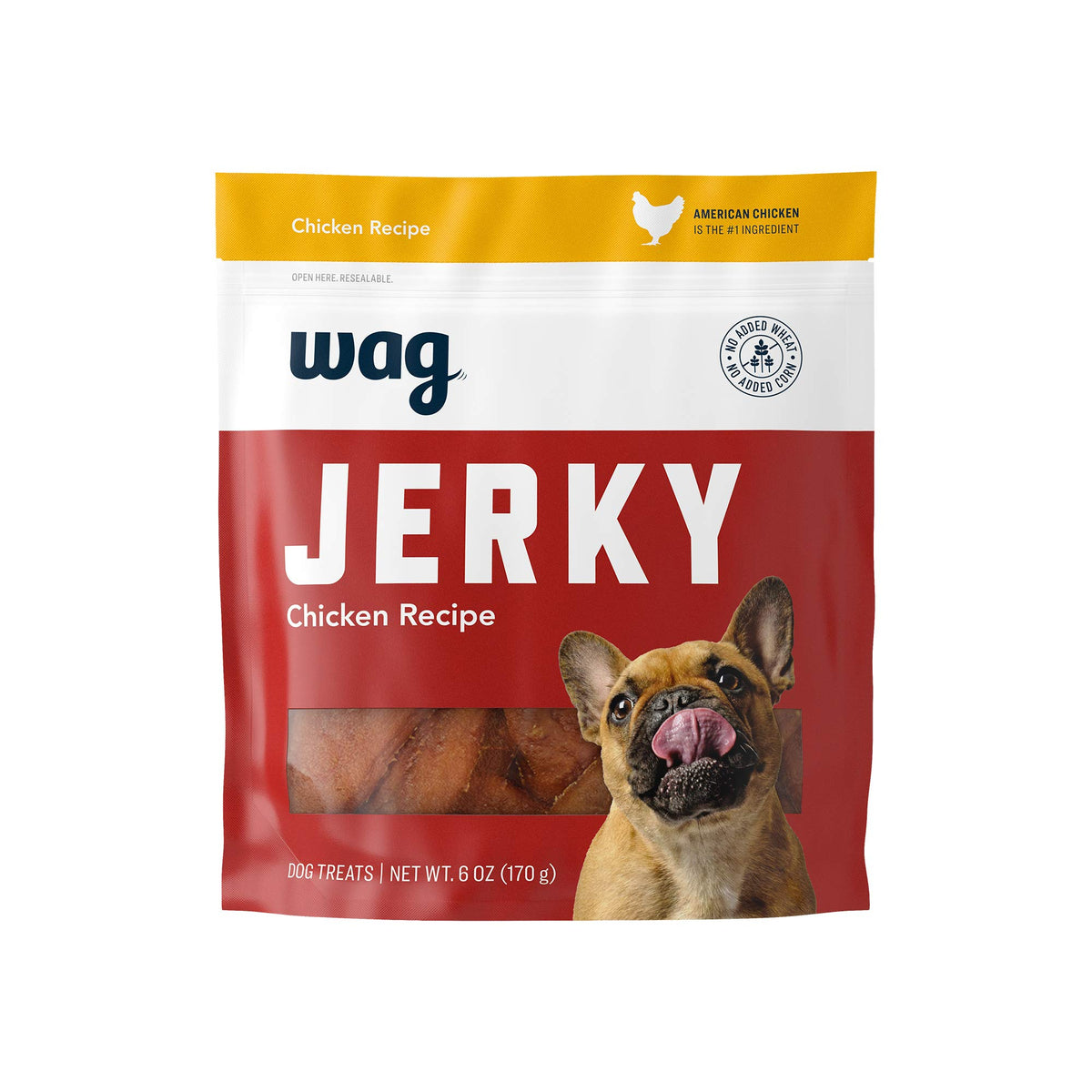 Amazon Brand - Wag Soft & Tender American Jerky Dog Treats - Chicken Recipe (6 Oz)