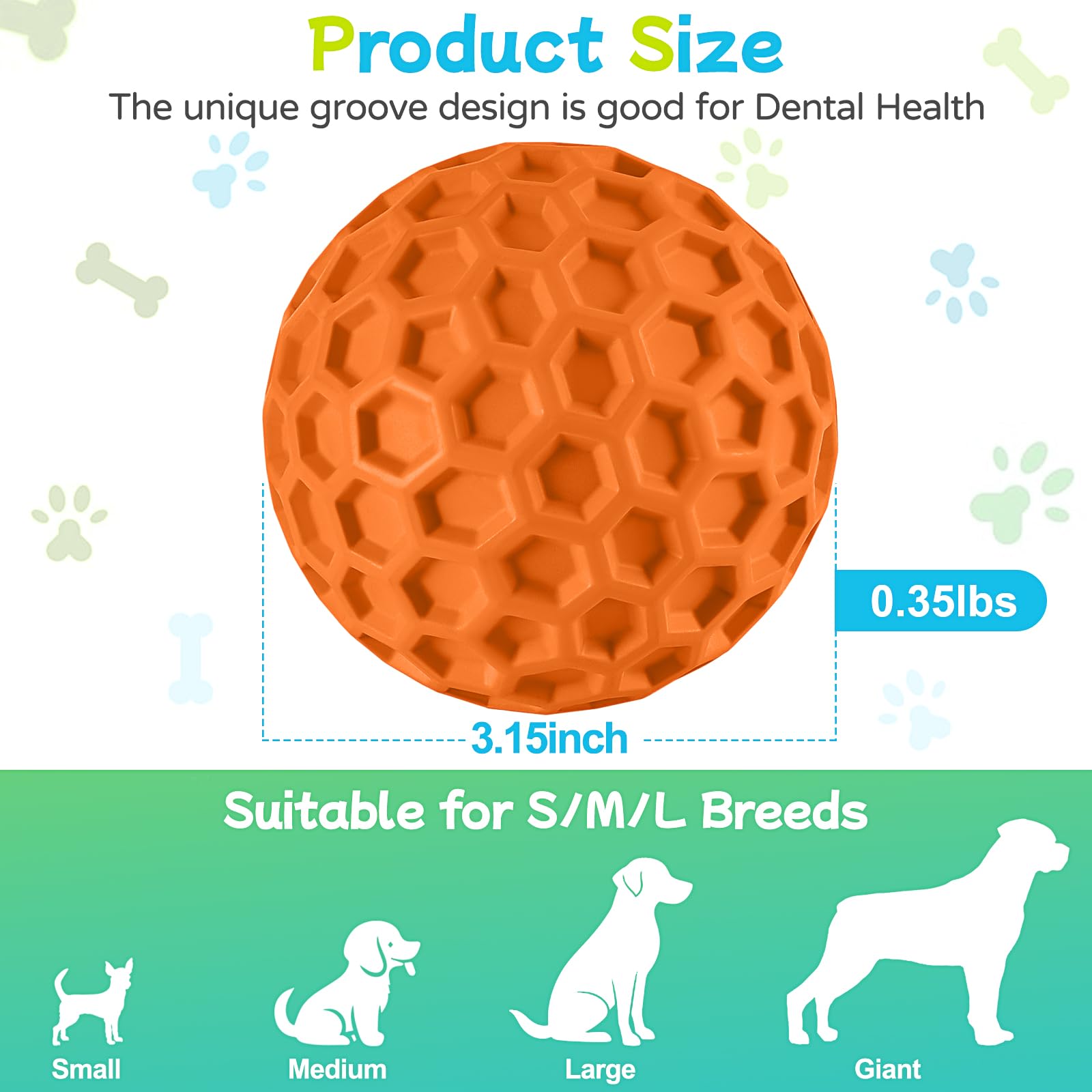 havit Indestructible Squeaky Dog Balls for Aggressive Chewers, Interactive Dog Toys to Keep Them Busy, Rubber Dog Chew Toy for L