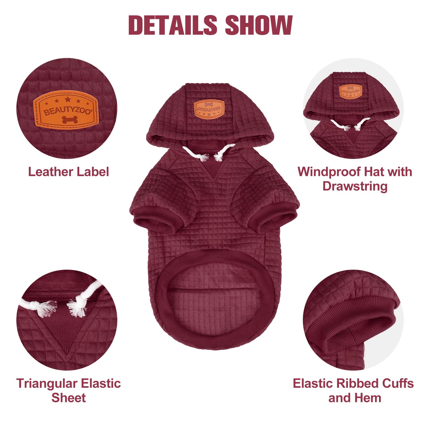 Beautyzoo Dog Hoodie For Small Medium Large Dogs, Winter Fall Warm Dog Clothes For Puppy S M Sized Dogs Girl Boy, Dog Sweater Sh