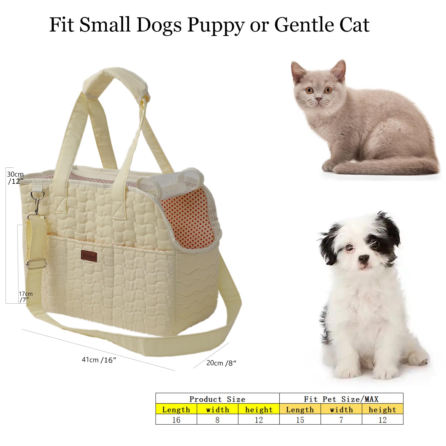 Patazone Small Dog Bag Puppy Purse Carrier for Small Dogs Adult Cat Carriers Large Cat,with Multiple Pockets,Breathable Mesh,Tra