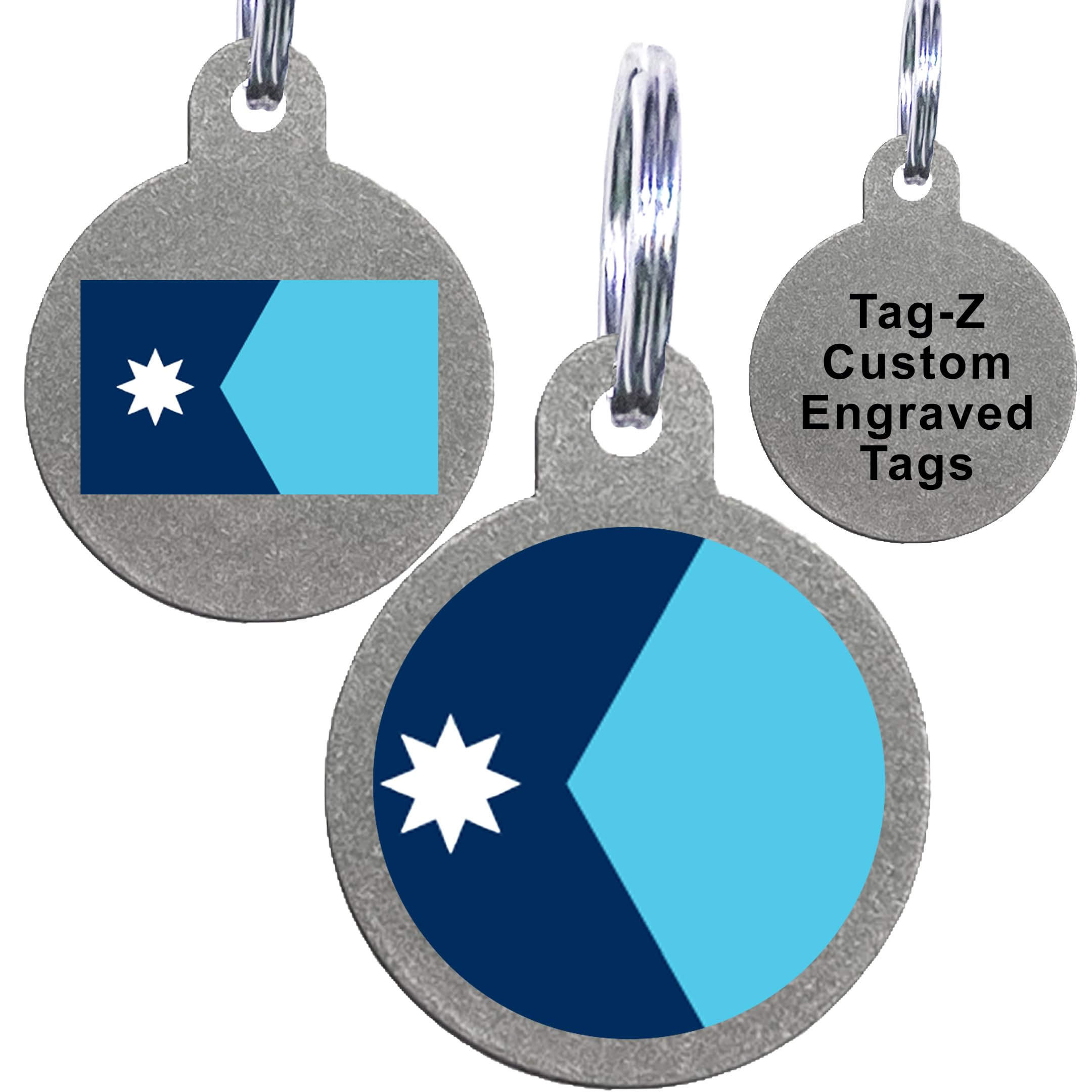 Minnesota Flag Pet Id Tags, Custom Printed And Laser Engraved Circle