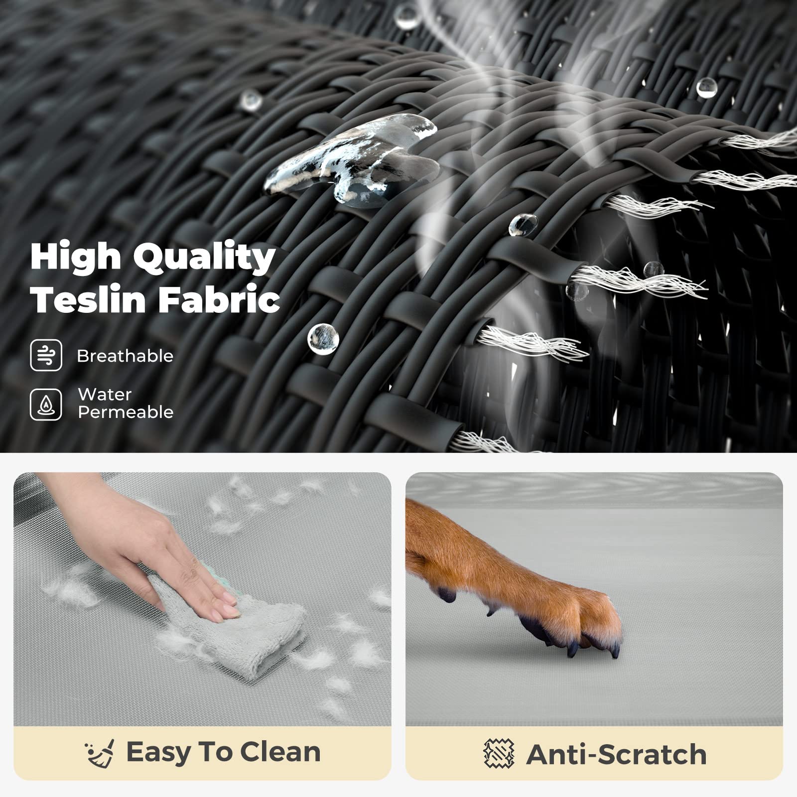 Veehoo Elevated Dog Bed, Outdoor Raised Dog Cots Bed For Large Dogs, Cooling Camping Elevated Pet Bed With Slope Headrest For Indoor And Outdoor, Washable Breathable, X-Large, Grey, Cwc2204