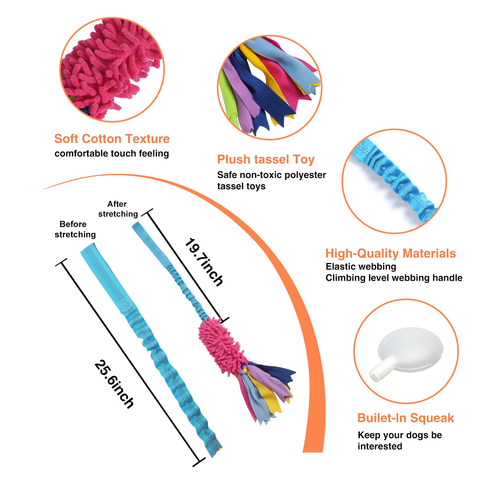 Wodoca Dog Tug Toy,Dog Toys For Aggressive Chewers Dog Rope Toy With Strong Squeak - Easy To Grap Large Dog Chew Toy Ideal For T