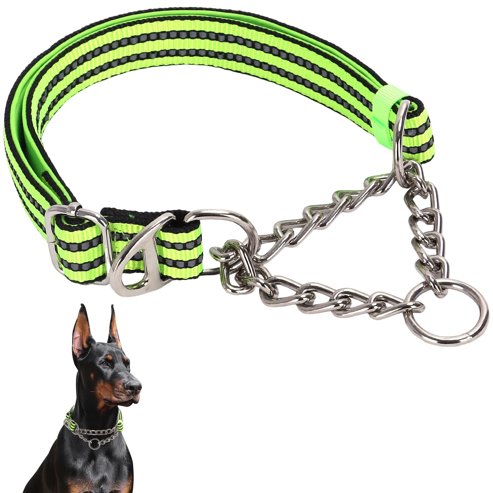 Martingale Collar Dog With Reflective,Nylon Soft Padded Adjustable Choke Collar For Large Breed Dogs, Medium, Xl, Xxl - Training