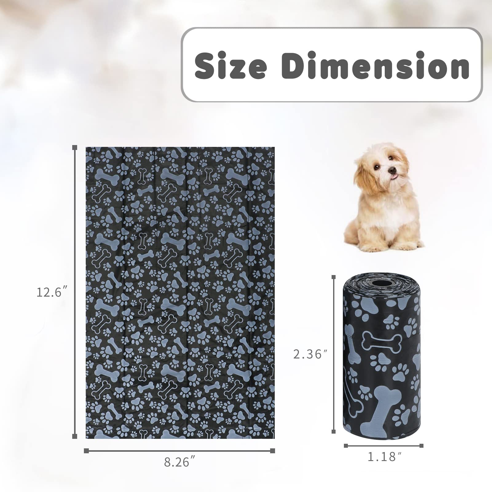 Naturetouch Pet Supply Dog Poop Bags, Goggie Bags For Poop, Extra Thick And Strong Pet Waste Bags For Poop, Opaque Leak Proof Bag, 240 Counts/16 Rolls, 12.6 X 8.3 Inch, Black Pattern