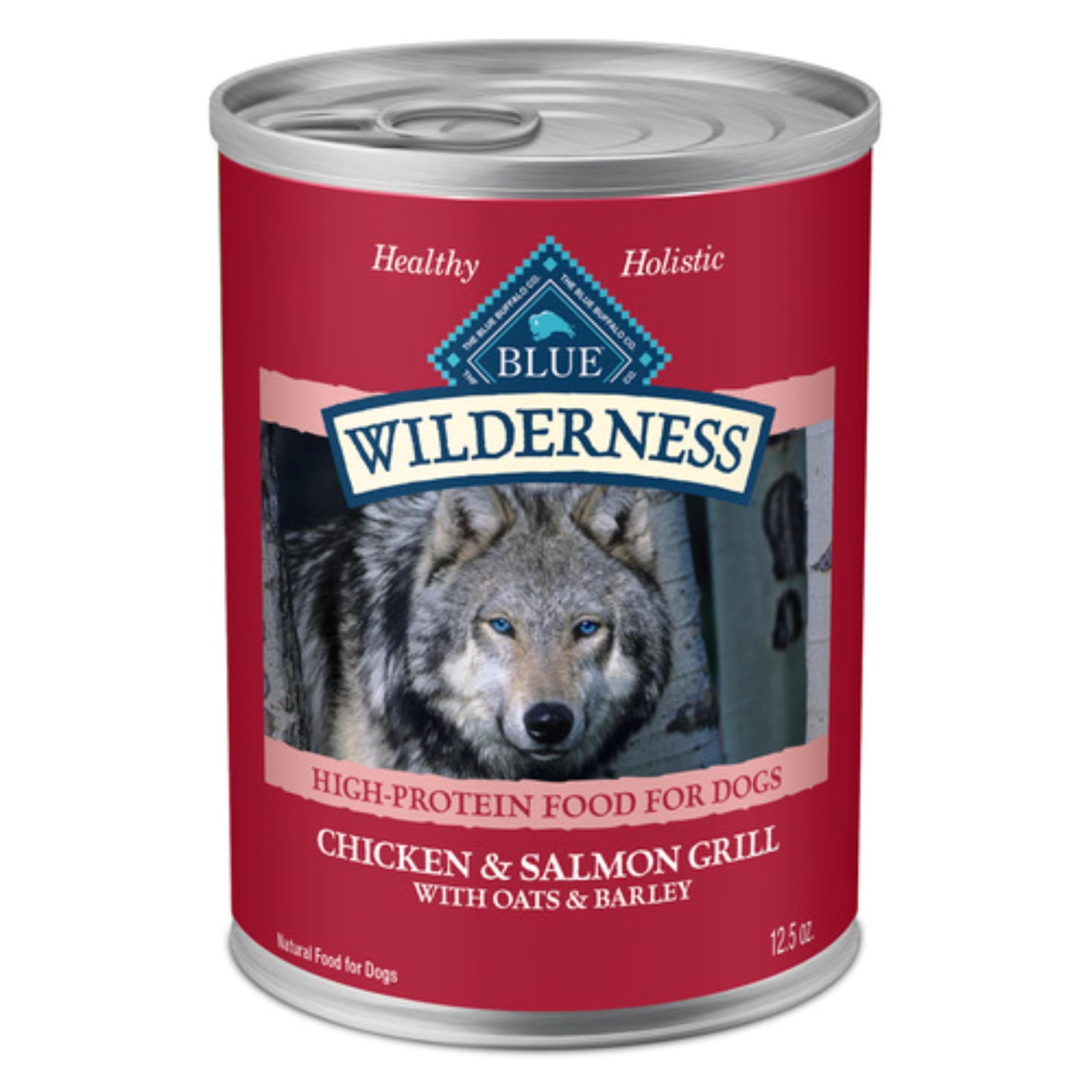 Blue Buffalo Wilderness High Protein Natural Adult Wet Dog Food Plus Wholesome Grains, Chicken & Salmon Grill 12.5-oz Cans (Pack