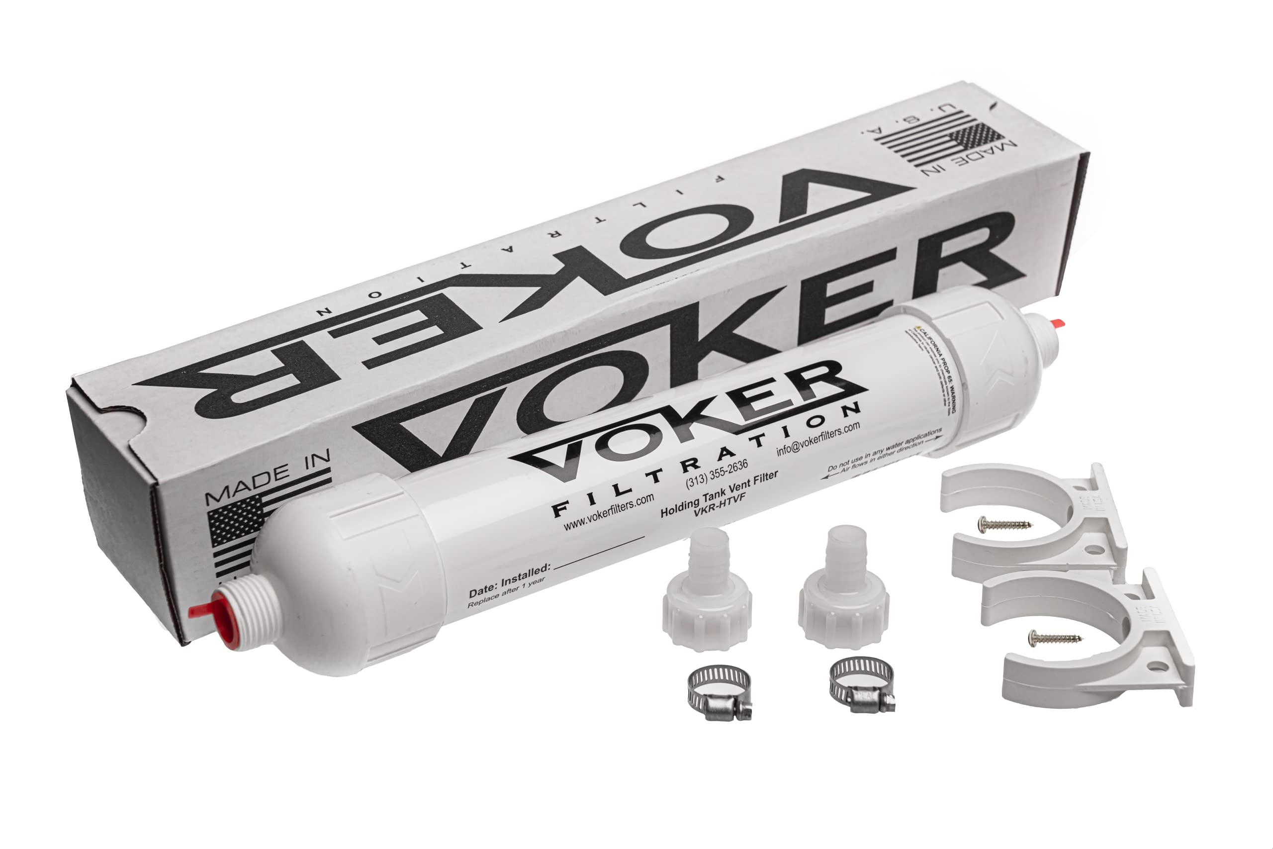 Voker Holding Tank Vent Filter New Installation Kit (5/8'') - Made In The Usa