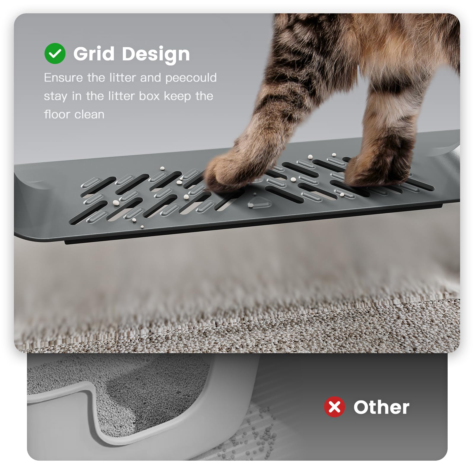 Pematar Extra Large Stainless Steel Cat Litter Box with Lid, 26"x18"x12", Dark Gray, Anti-Leakage, Easy Cleaning, Model MTCDH002-GREY