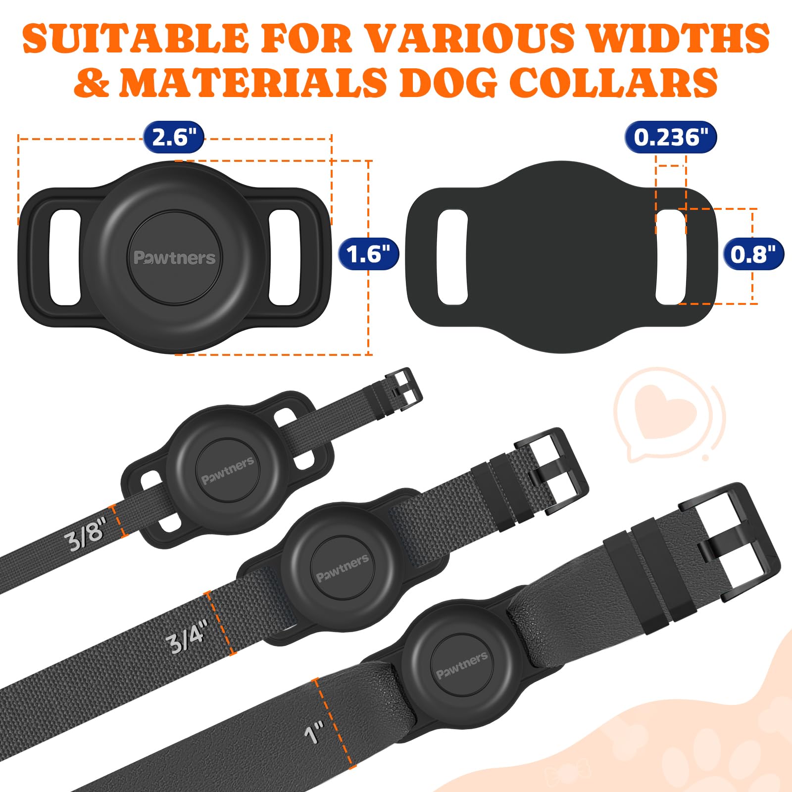 Waterproof Airtag Dog Collar Holder: 2 Pack Soft Silicone Air Tag Holder For Pet Dogs Cats Collar, Ipx8 Waterproof Airtag Dog Tr