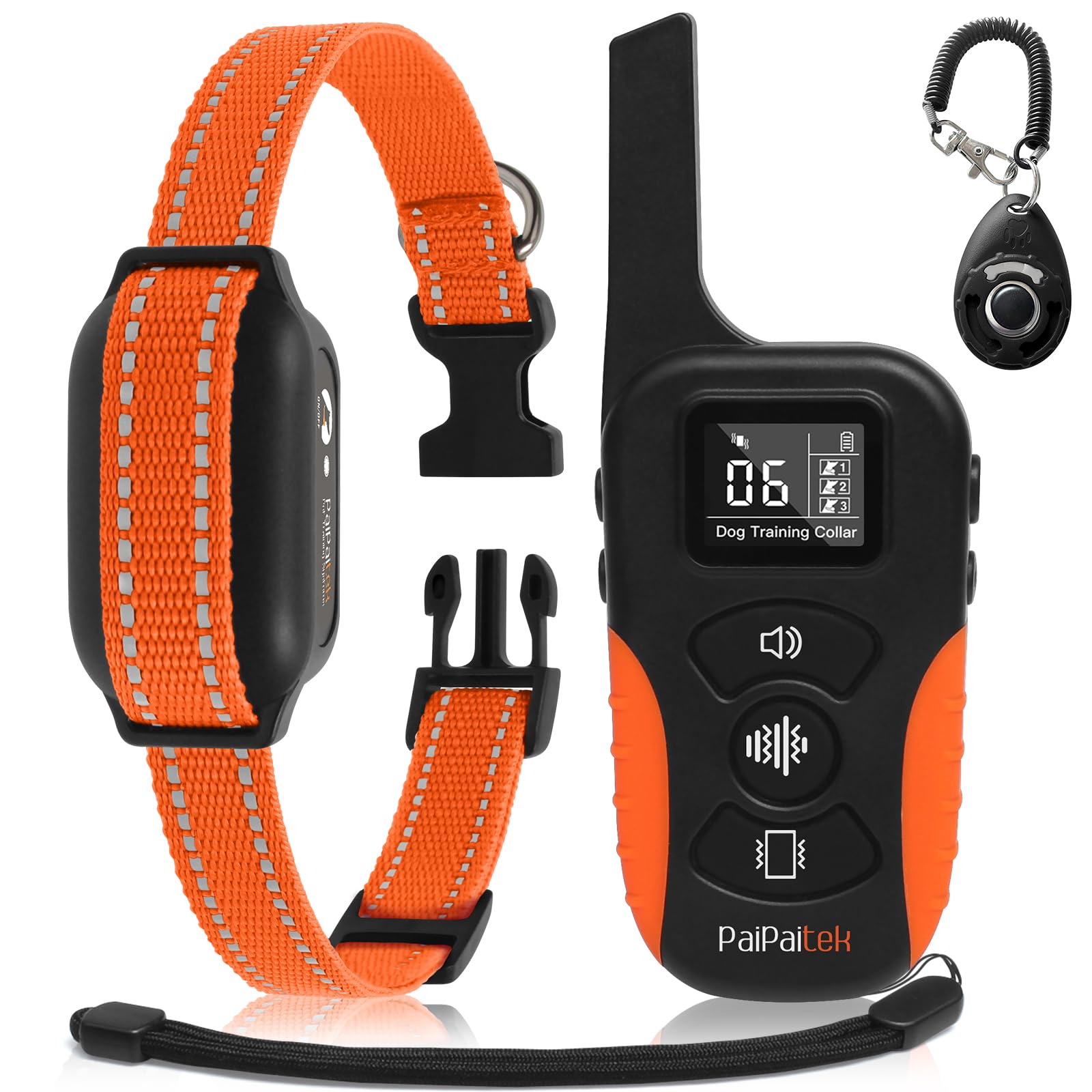 PaiPaitek Dog Vibration Collar with Controller No Shock, 3300ft Waterproof Training Dog Collar Beep and Vibrate Only, Security L