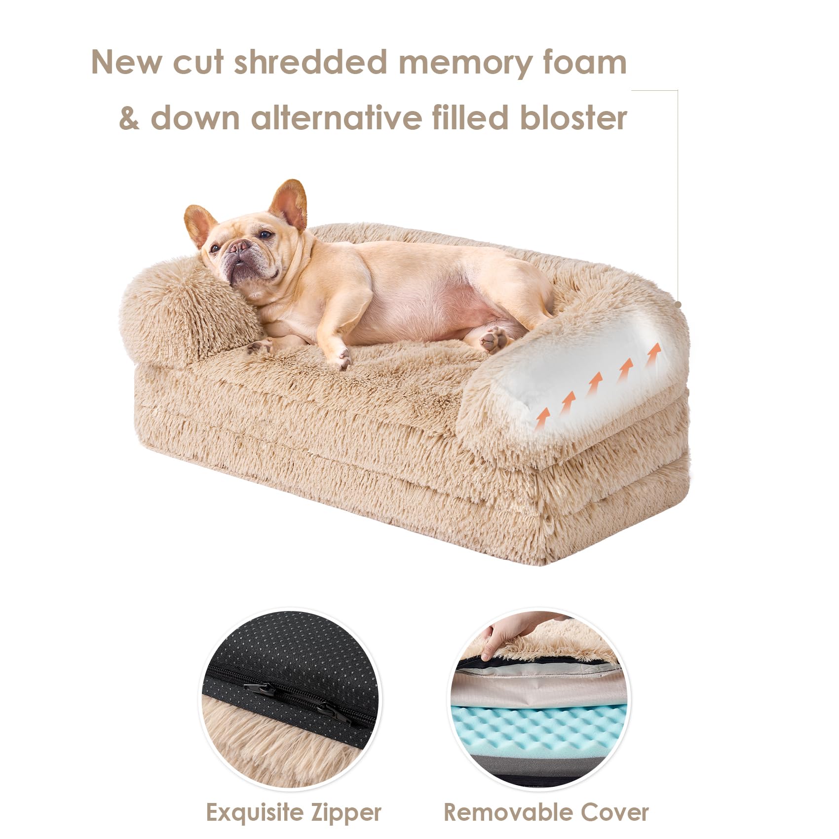 Eheyciga Foldable Xxl Dog Bed, Faux Fur Fluffy Pet Couch Bed For Extra Large Dogs, Orthopedic Calming Memory Foam Big Pet Bed, W