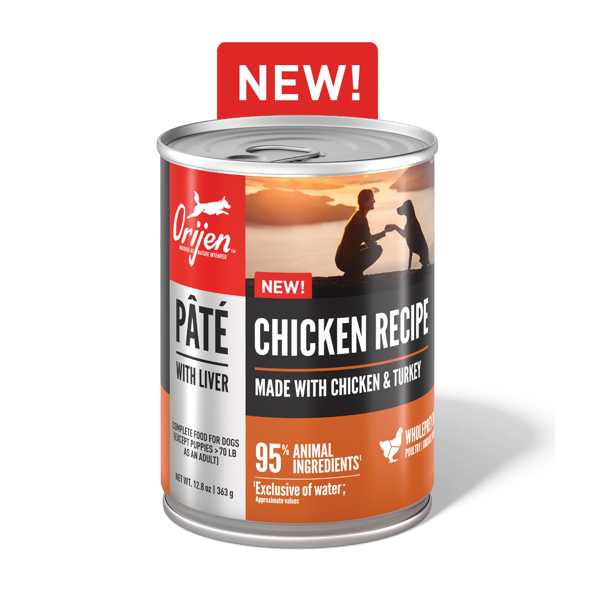 ORIJEN Pate Wet Dog Food Chicken Recipe with Liver 12.8oz Cans (12 Count)