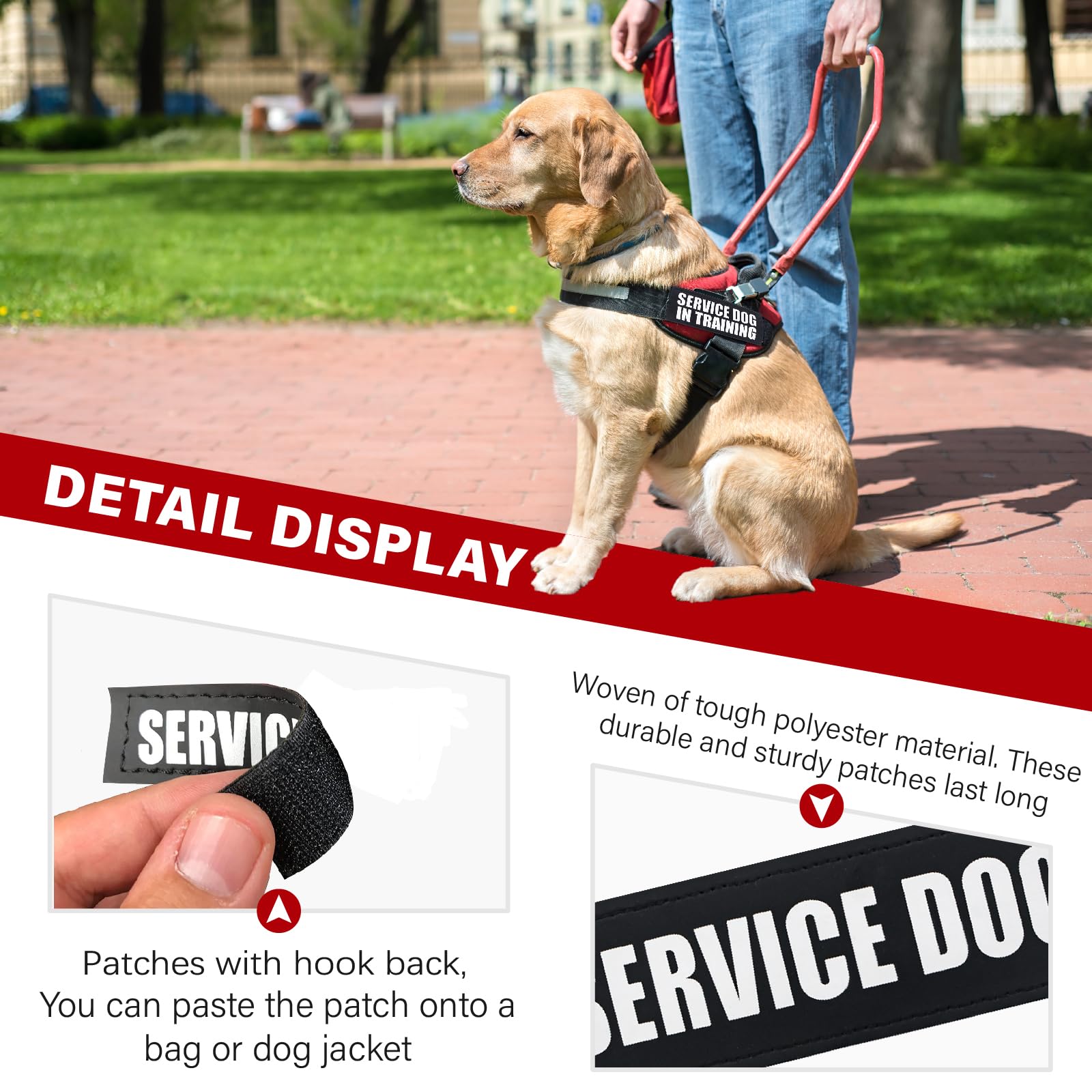 Service Dog Patches, 2Pack Black Removable Vest Patch For Dogs, Dog Patches With Hook Backing For Harness, Service Dog In Traini
