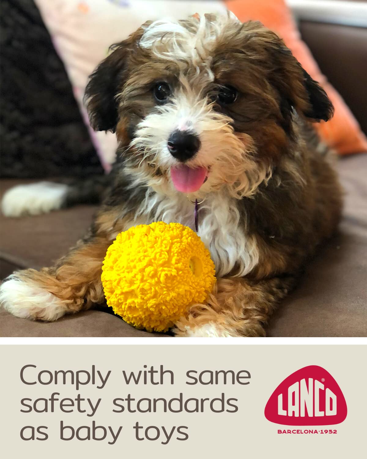 Set Of 2 Squeaky Rubber Balls For Puppies - 3' - Sensory Dog Toys - Soft Natural Rubber (Latex) - Puppies Small Breeds - Comply With Same Safety Standards As Baby Toys