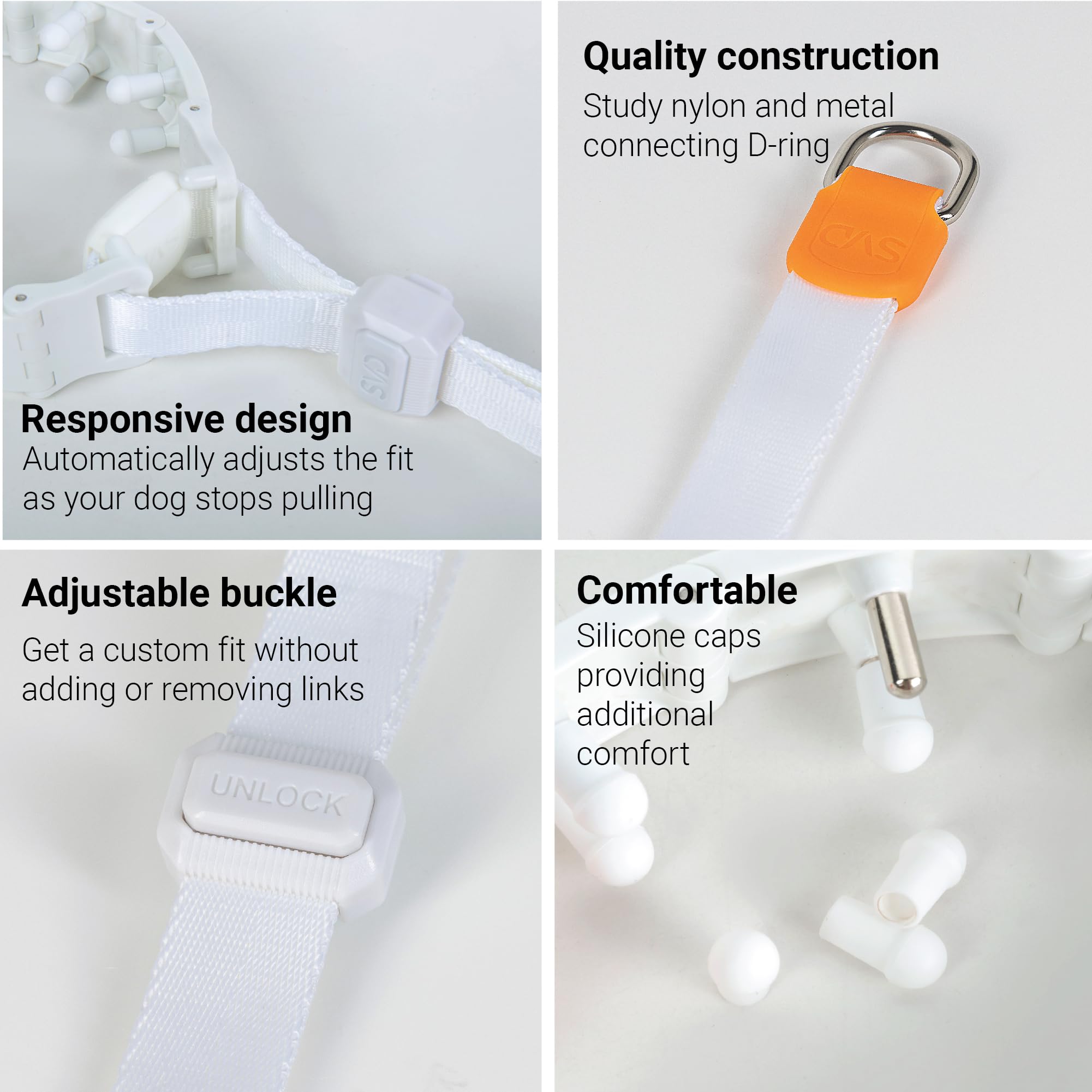 Svd.Pet Dog Prong Collar For No-Pull Training, Quick-Release Buckle Adjustable Pinch Collar For Small Medium Large Dogs (White,