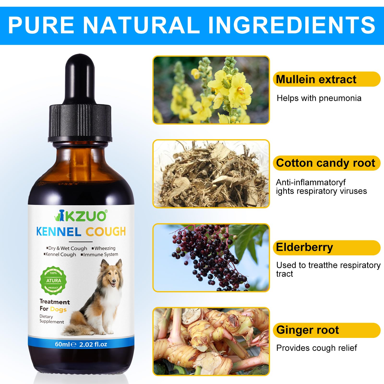 Dog Cough Treatment - Kennel Cough Drops For Dogs, 100% Natural Cough Supplement For Dogs, Allergy Relief Supplement For Dogs, H