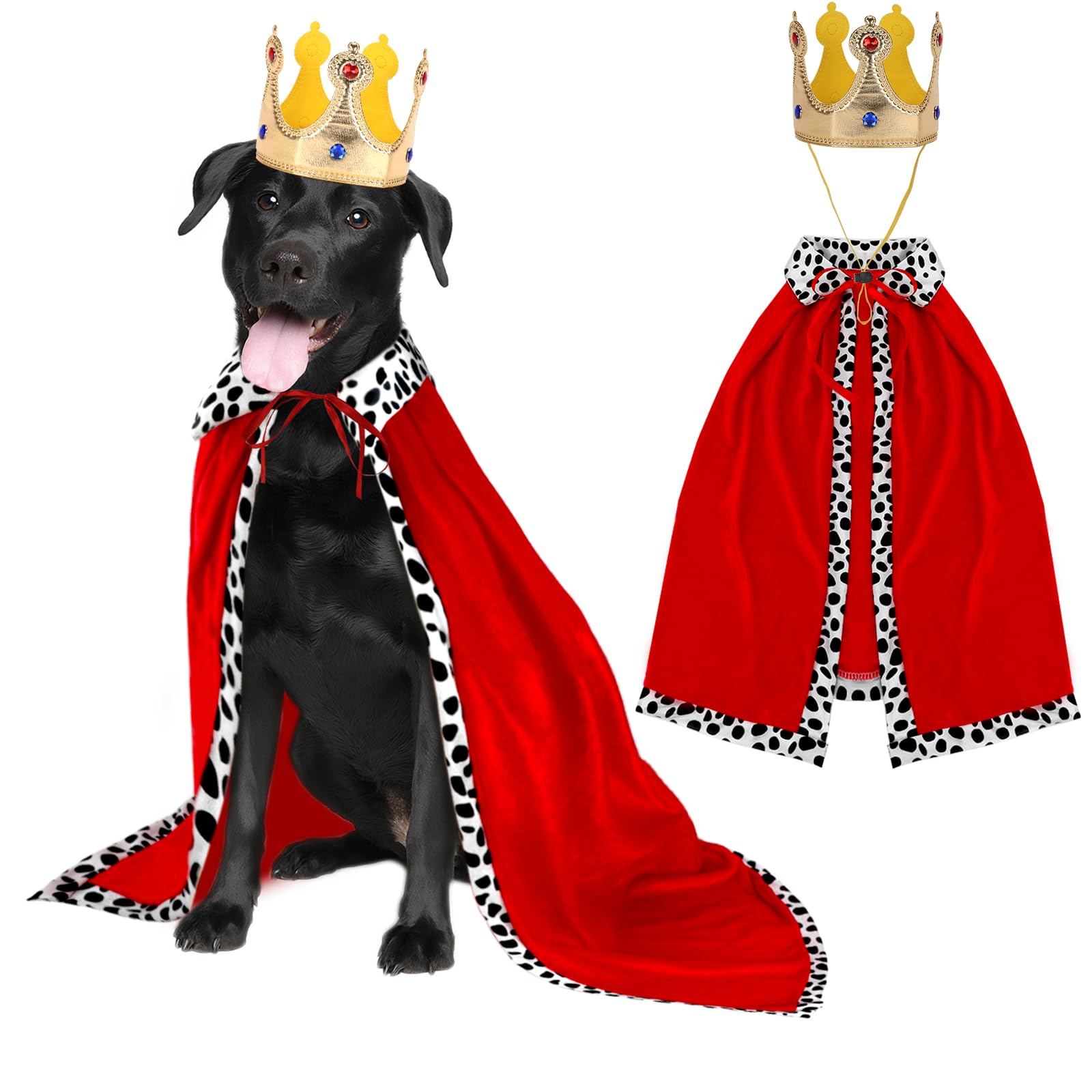 Rypet Halloween Dog King Costume, Dog Halloween Costumes Set with Cloak and Crown, Dogs King Cape for Large and Medium Dogs, Pet