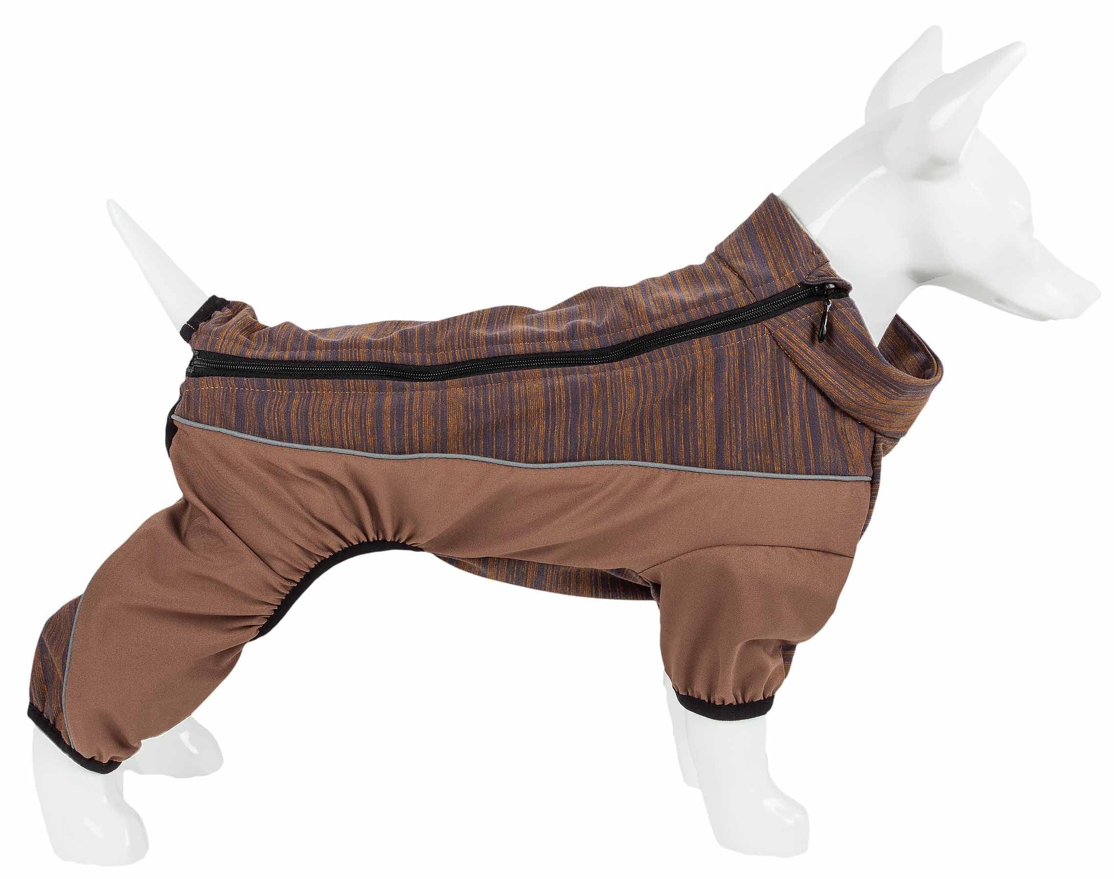 Pet Life ® Active 'Chase Pacer' Heathered Performance 4-Way Stretch Two-Toned Full Body Warm Up, Large, Brown