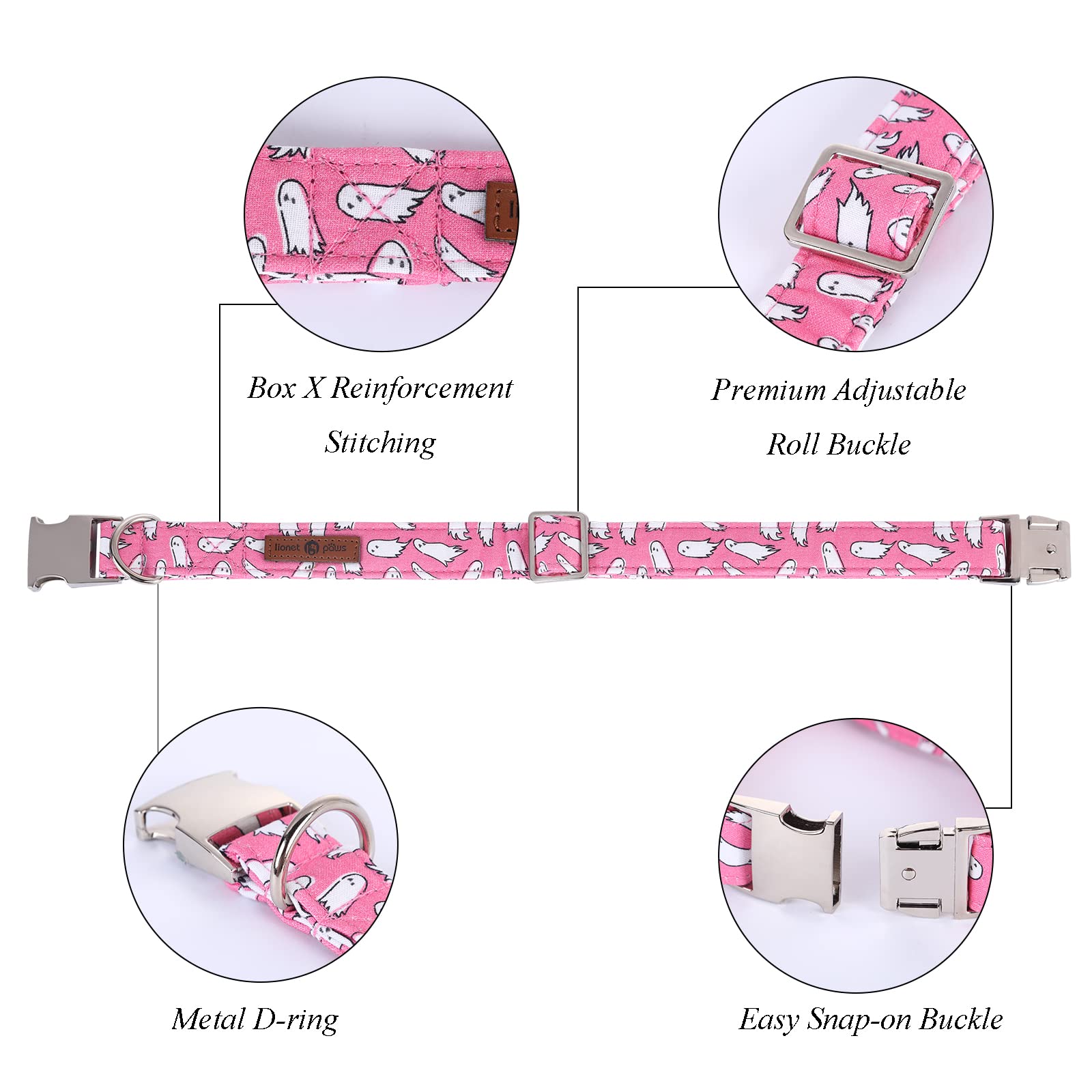 Lionet Paws Dog Collar With Flower, Halloween Flower Collar For Dog,Adjustable Comfortable Dog Collar Gift For Puppy Small Medium Large Dog