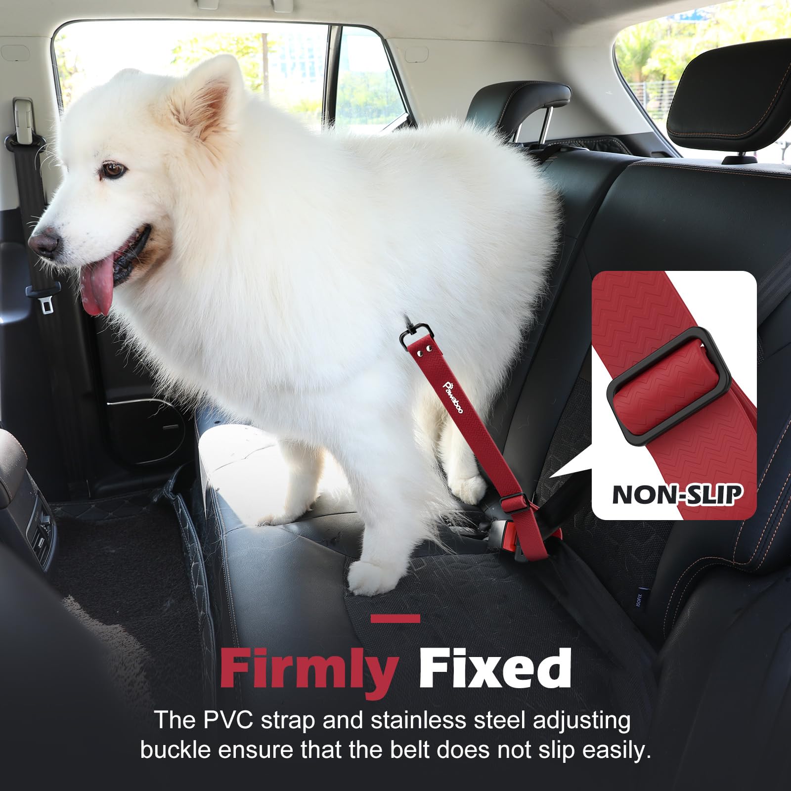 Pawaboo Dog Car Seatbelt, Universal Pet Safety Belt, Chew-Proof Dog Car Restraint With Adjustable Strap, Nylon Woven Belt & Pvc