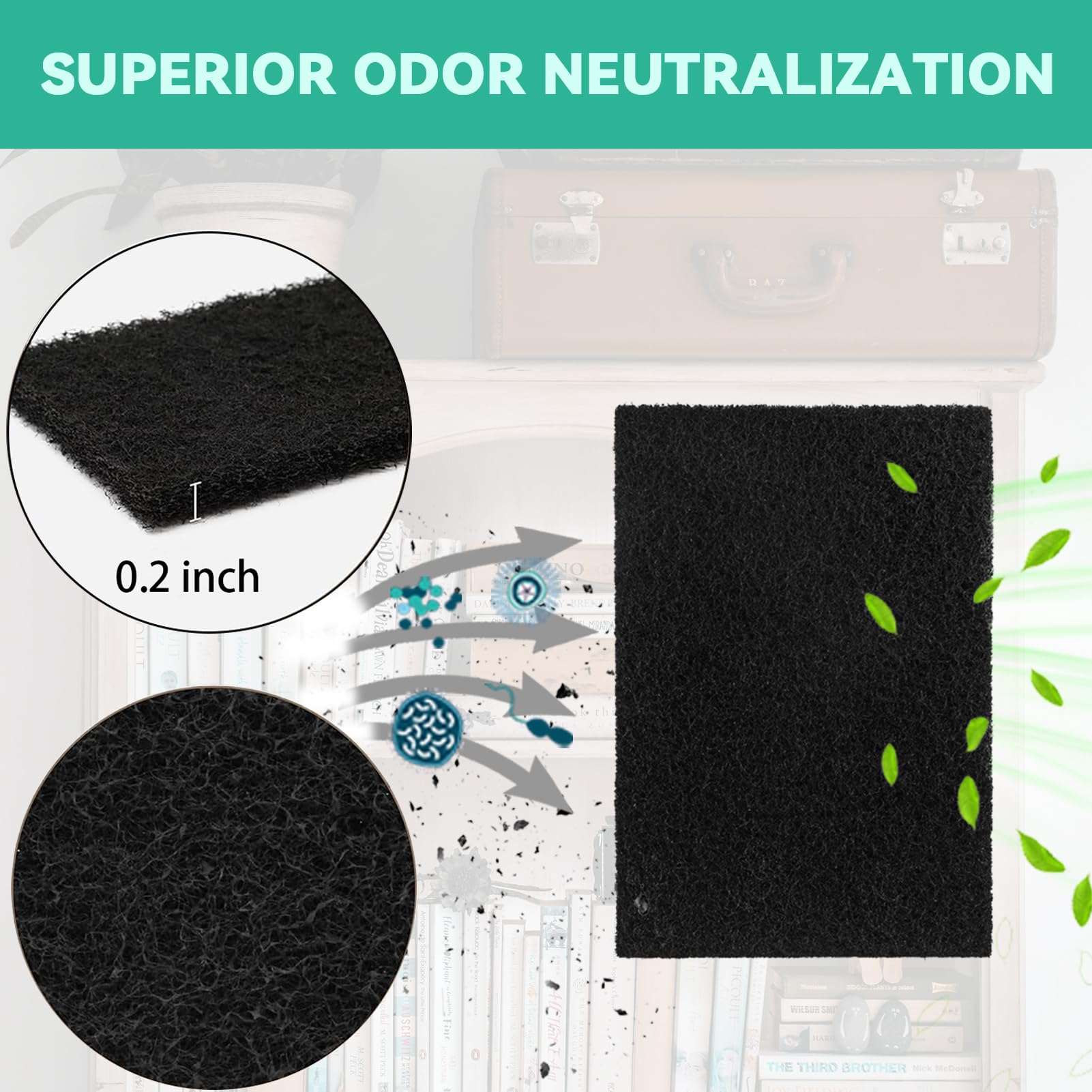 8 Pcs Charcoal Filters Compatible With Van Ness Cat Litter Box, 4.5 X 6.5Inch Replacement Activated Carbon Premium Odor Filters