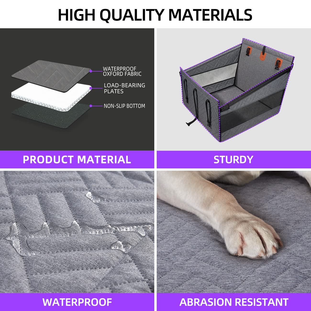 TKYZ Large Dog Car Seat,Back Seat Extender for Dogs,Waterproof Medium Dog Seat Cover for Backseat, Pet Bed for Car Hammock(Grey-