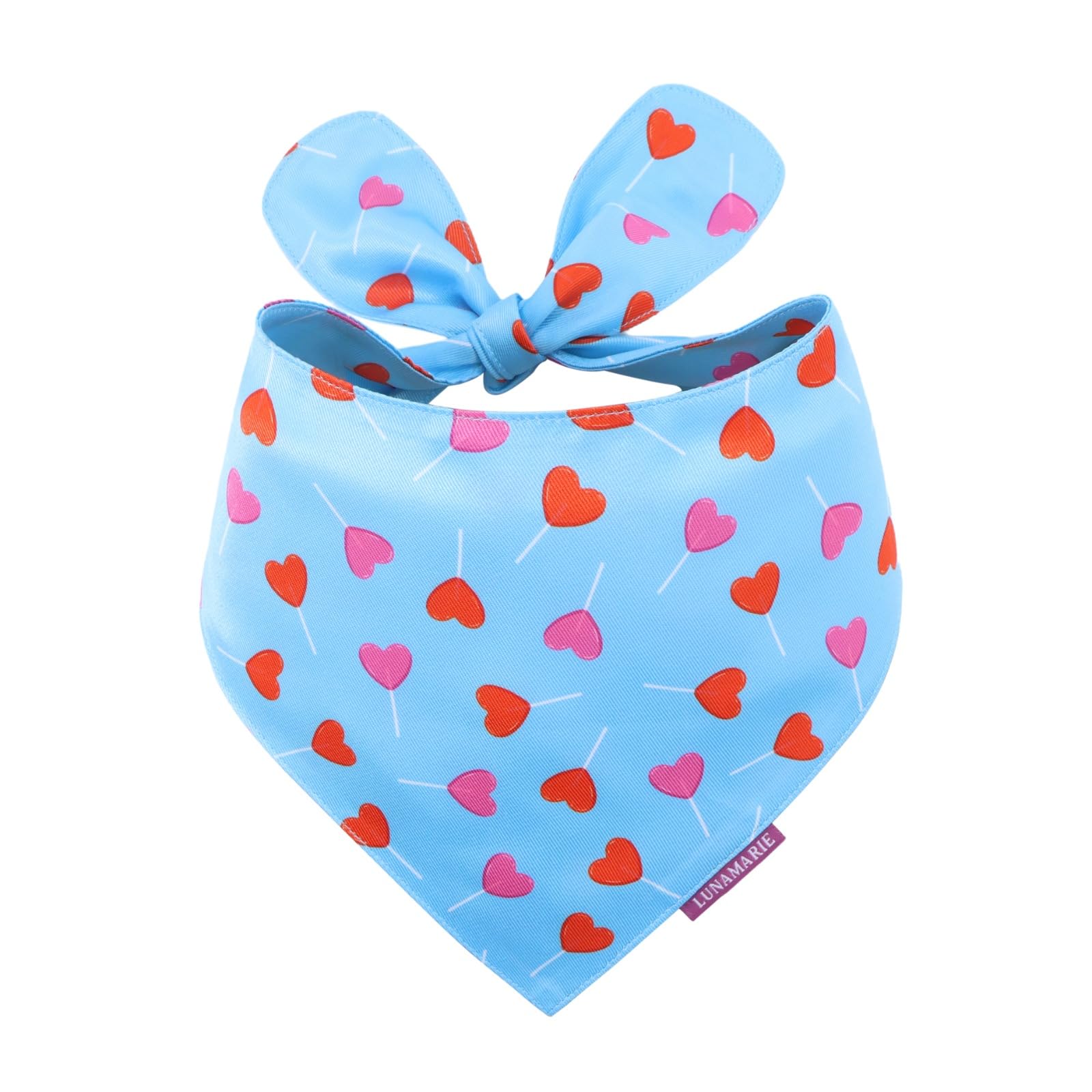 LunaMarie - Luxury Pet Birthday Bandanas -Premium & Silky Poly Fabric | 100% Handmade | Custom Shape Dual Layered (LoviePop, Lar