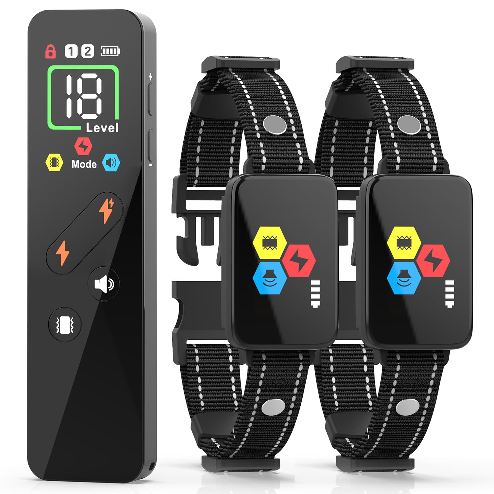 Fhkpet Shock Collar For 2 Dogs (10-120Lbs) - Dog Training Collar With Remote Ip67 Waterproof Electric Collar With 4 Training Mod