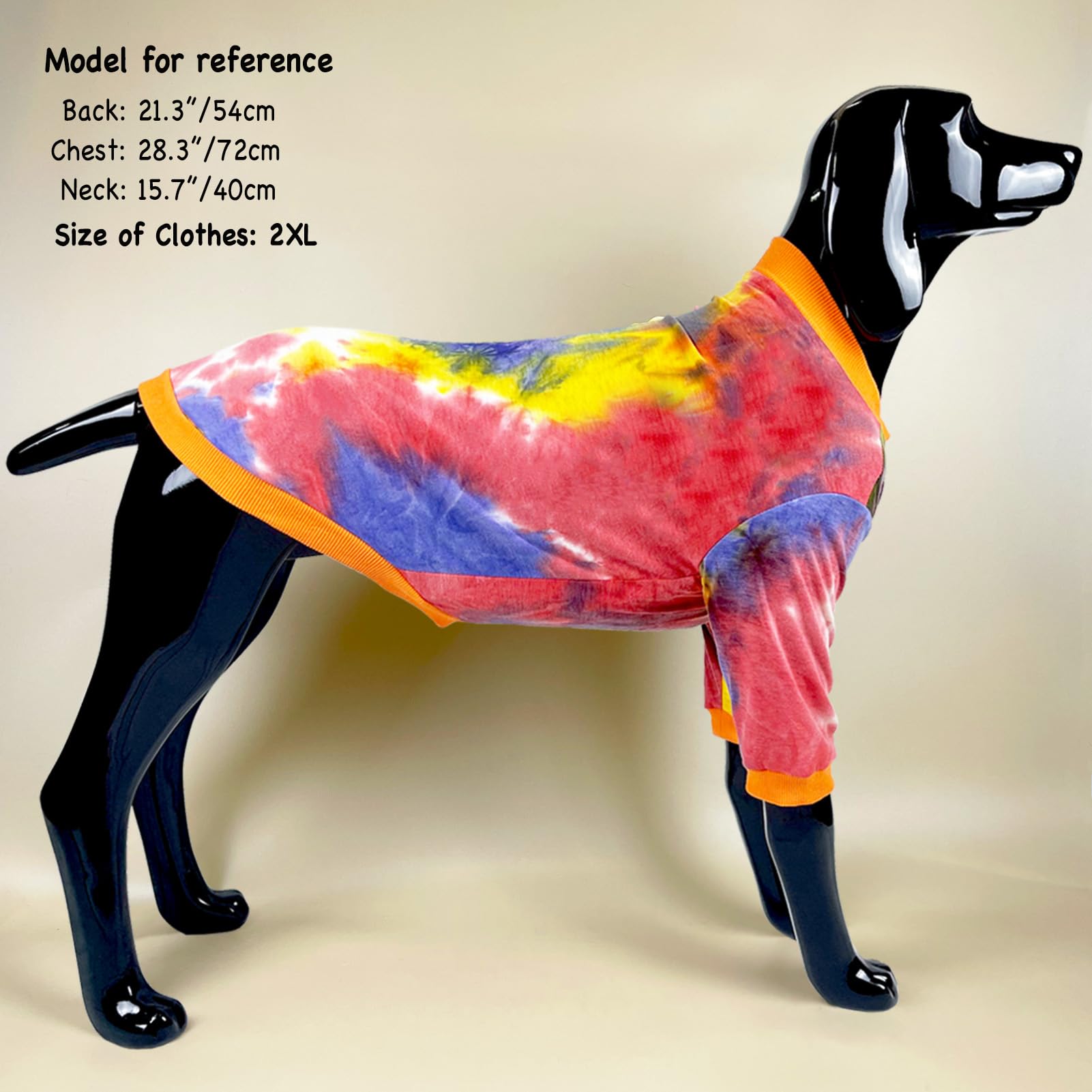 D.E.E Cotton Dog Shirts Large Tie Dye Dog Clothes Lightweight Girl Boy Big (Orange, X-Large)