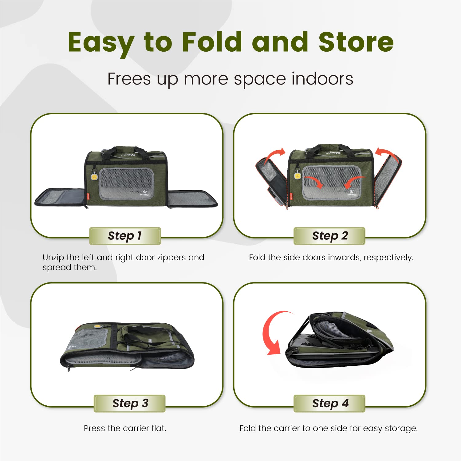 Pawaii Pet Carrier, Tsa Airline Approved Cat Carrier, Soft Sided Collapsible Pet Travel Carrier, Foldable, Protable, Travel Friendly, Comfortable, Convenient Pet Travel Carrier