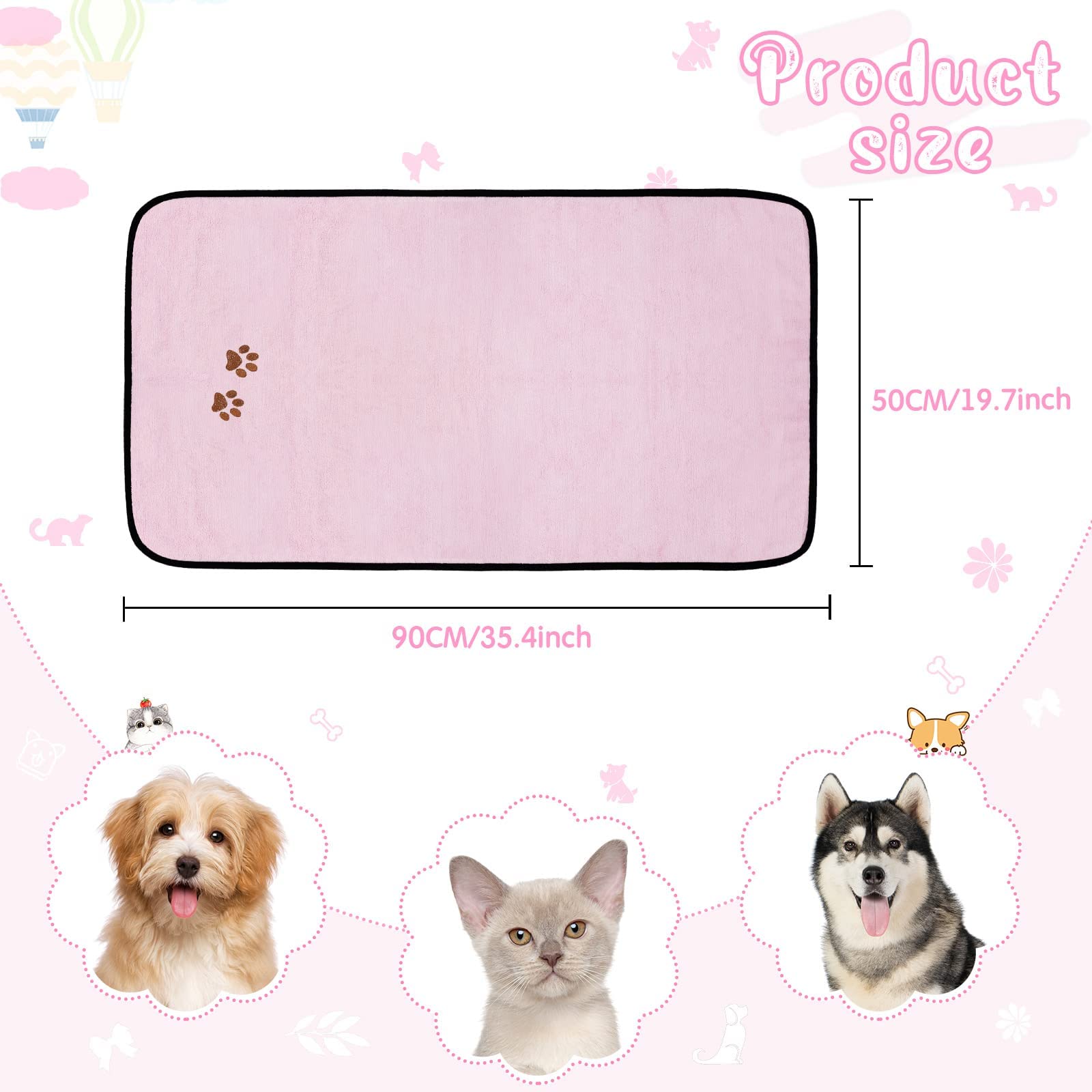 4 Pack Dog Towels For Drying Dogs Microfiber Dog Towel Soft Absorbent Pet Bath Towel Dog Drying Grooming Towel With Embroidered Paw For Pet Dogs Cats Bathing And Grooming (Blue, Pink, 35 X 20 Inch)