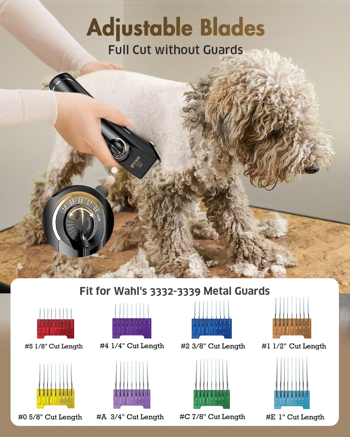 oneisall Dog Clippers for Thick Coats - Heavy Duty, Low Noise Grooming Kit for Matted Hair, Perfect for Dogs and Cats