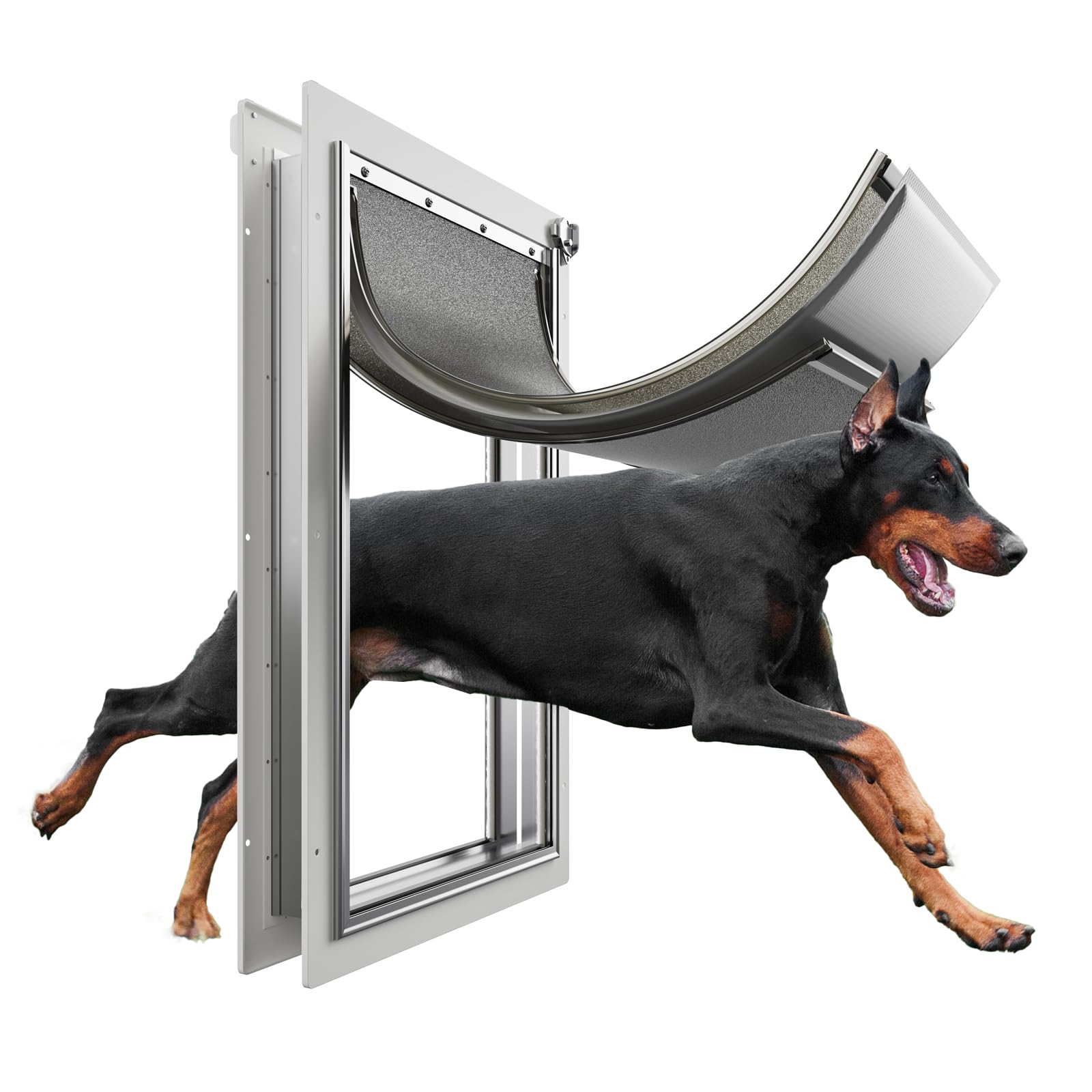 Eillion Extra Large Dog Door for Exterior Door, Up to 220 lbs, Doggy Door with 3 Flaps Opening 13.4 '' x 23.1 '', Aluminum Frame