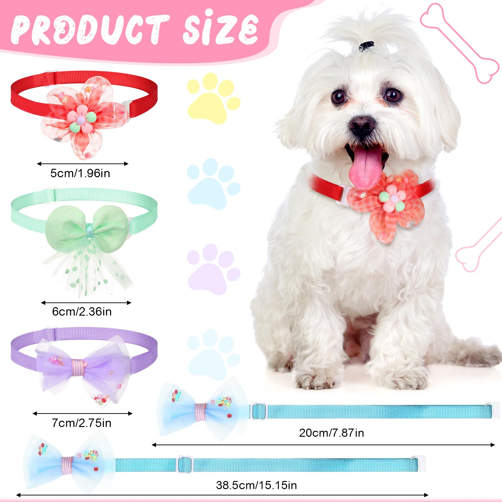 Saintrygo 22 Pack Dog Bow Tie Collar - Adjustable Bowtie, Flower Neck Tie For Medium Small Dog Cat Puppy(Stylish)