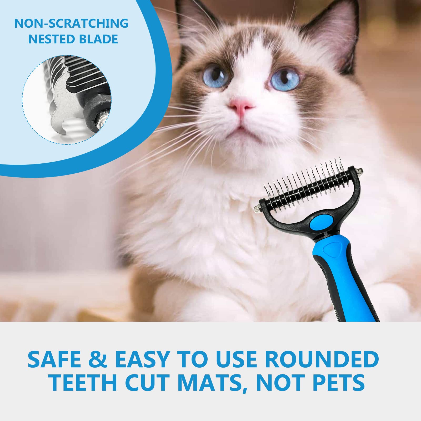Shudyear Dog Grooming Brush And Metal Comb, Pet Grooming Brush, Cat Brush Deshedder Brush Dogs Shedding Tool For Long Matted Hai