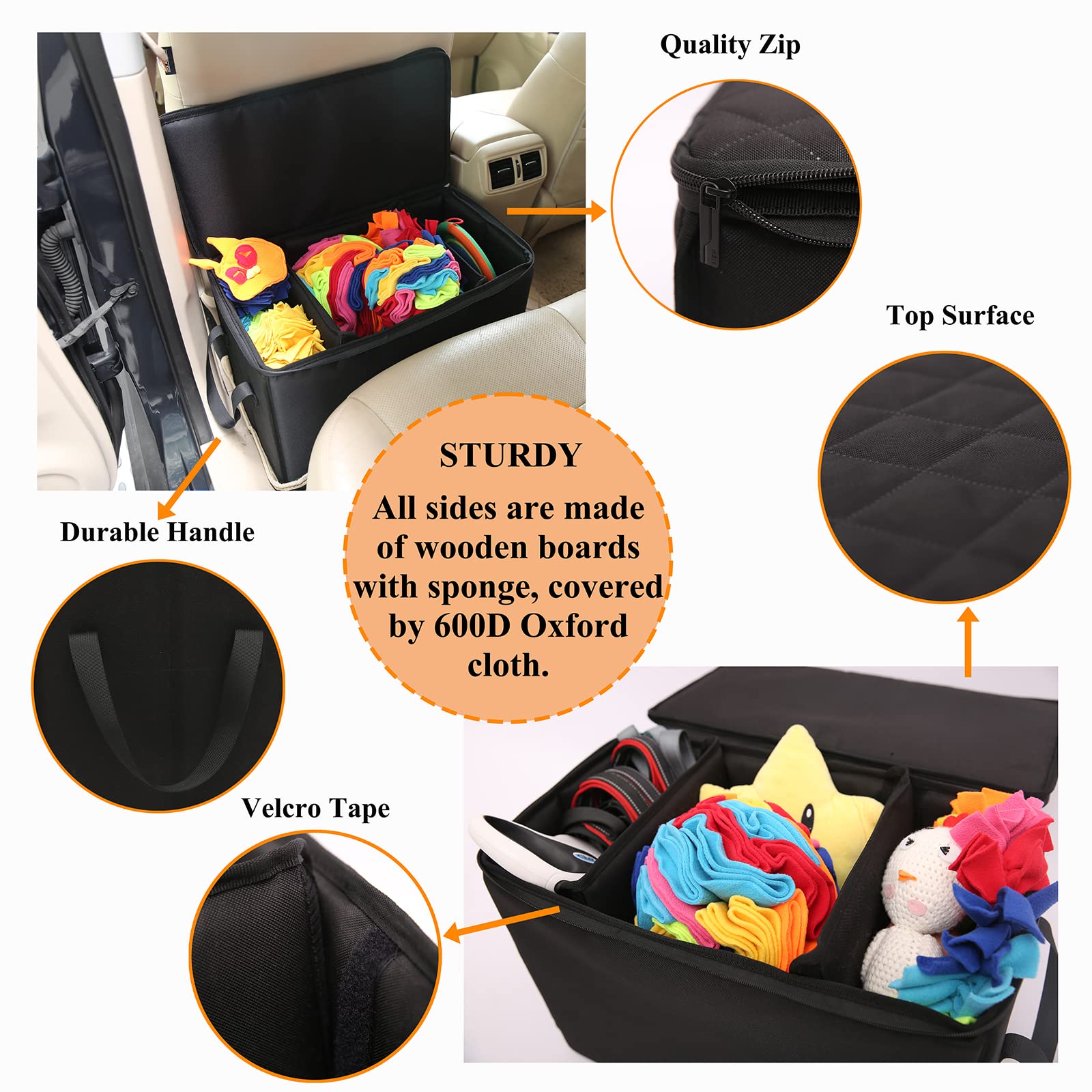 Dog Car Seat Extender With Storage, Suitable For Dogs Up To 200Lbs, Car Seat Gap Filler, Protect Dogs Not Fall Into The Floor Ar