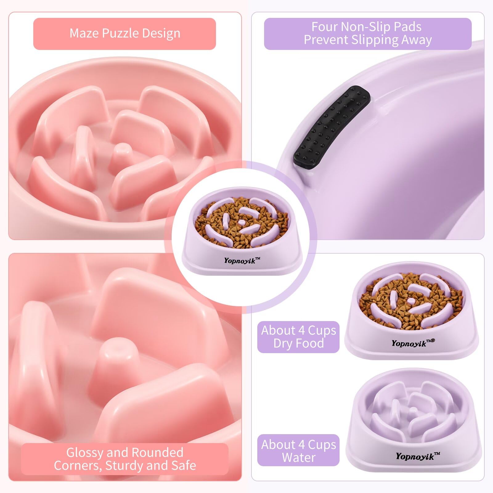 2 Pack Slow Feeder Dog Bowls For Healthy Eating, Non-Slip And Anti-Choking Design, Reduces Bloating & Overeating For Large Dogs,