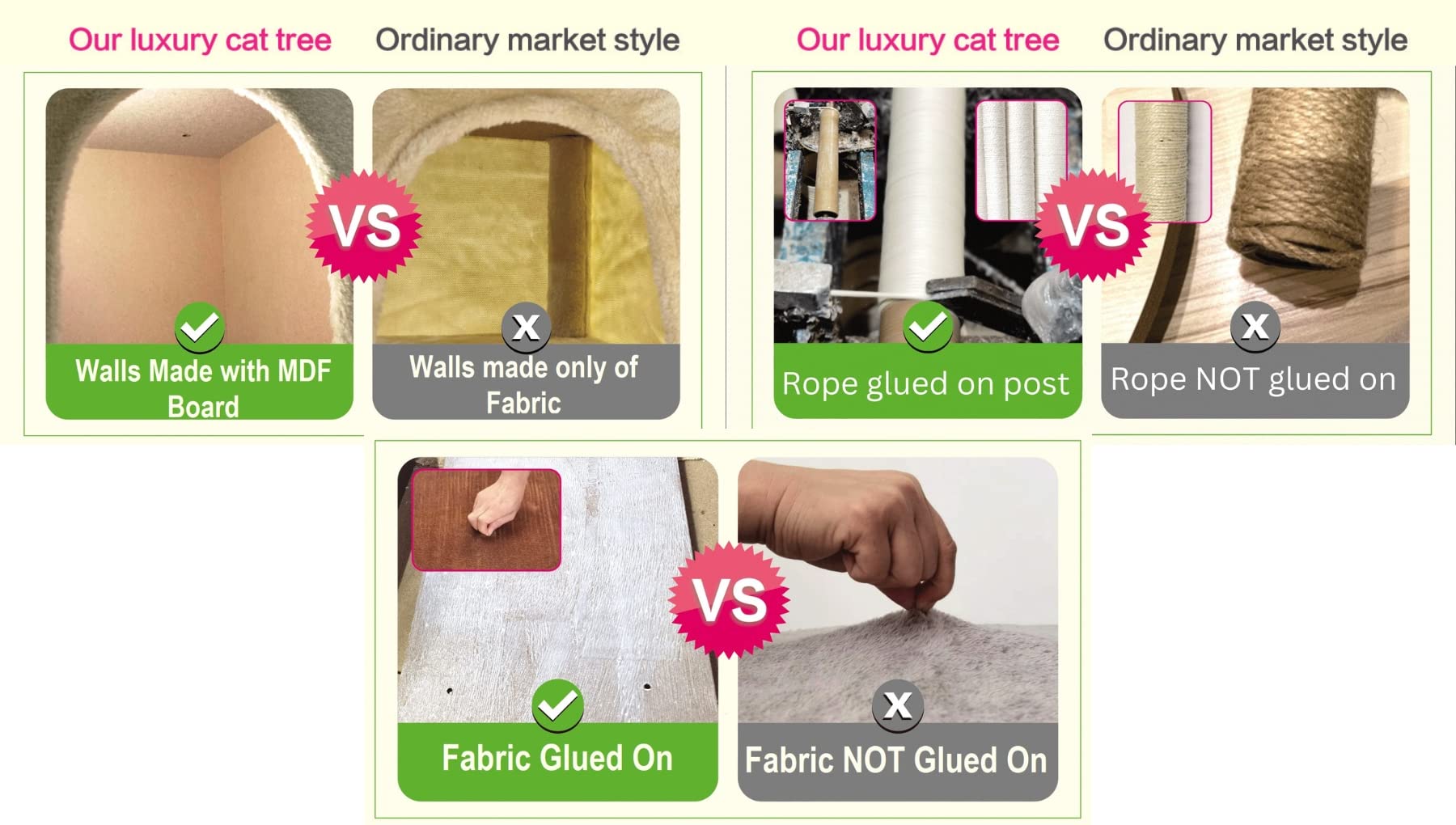 Go Pet Club 72'' Tall Cat Tree Tower With Cat Condos - Large Cat Tree - Cat Tower For Indoor Cats - Play Scratch Hide Climb Acti