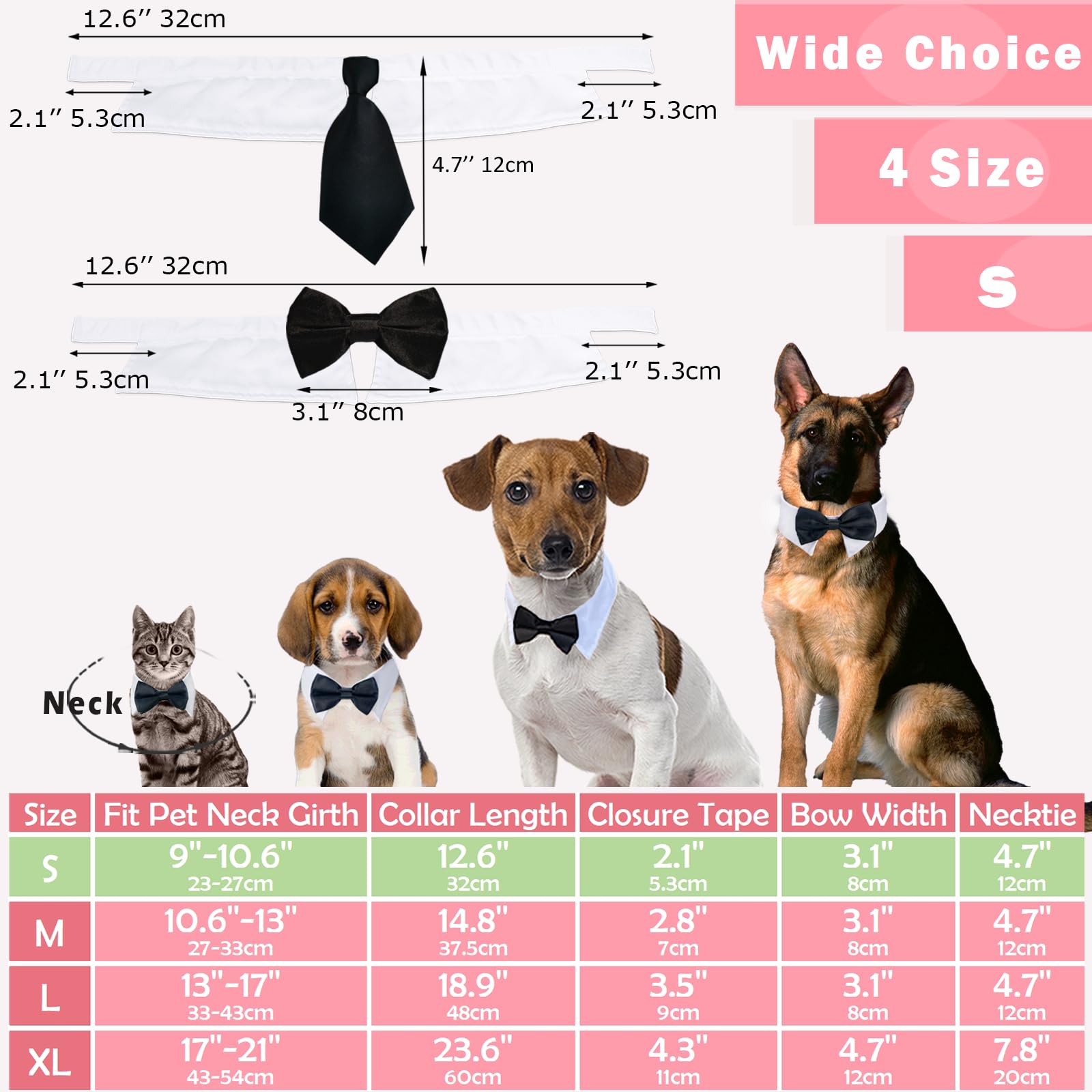 Cat Tuxedo, Koolmox Adjustable Suit White Collar With Formal Bows And Ties For Pet, Black Tiefor Small Medium Boy Cats Dogs Tuxedo Tux Outfits, Wedding Birthday Valentines Day Costumes, 2 Pack Black