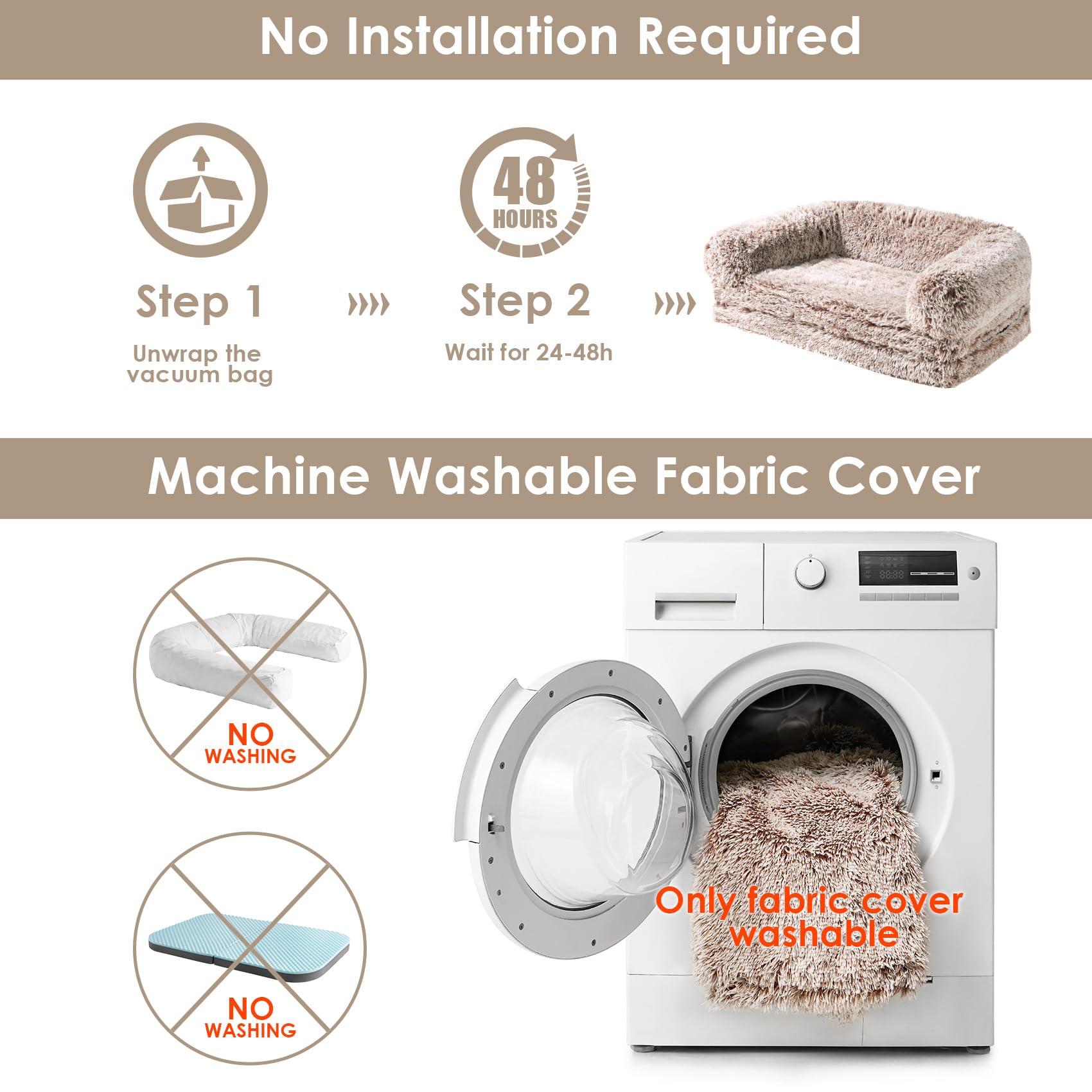 EHEYCIGA Foldable Human Dog Bed, 72x44x11 Orthopedic Memory Foam Human Sized Dog Bed, Waterproof Pet Bed for People, Faux Fur Pe