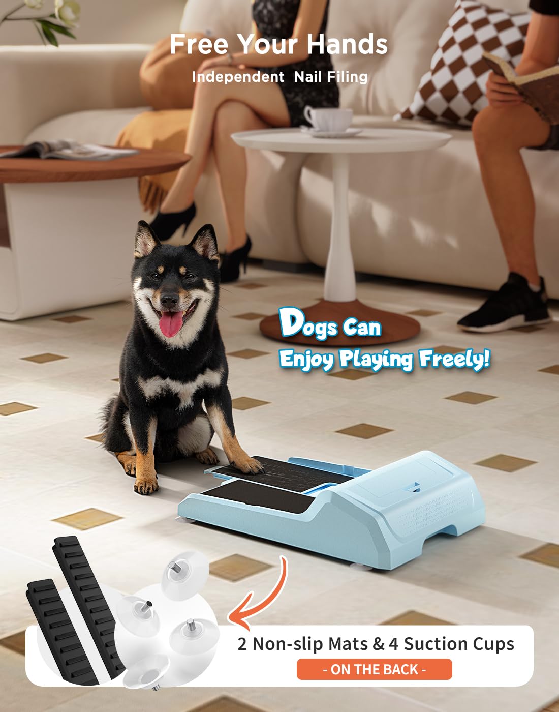 WOWOOF PET Dog Nail File Toy with 2 Dog Treat Puzzle, Interactive Dog Enrichment Toys for IQ Training, Dog Scratch Pad for Nails