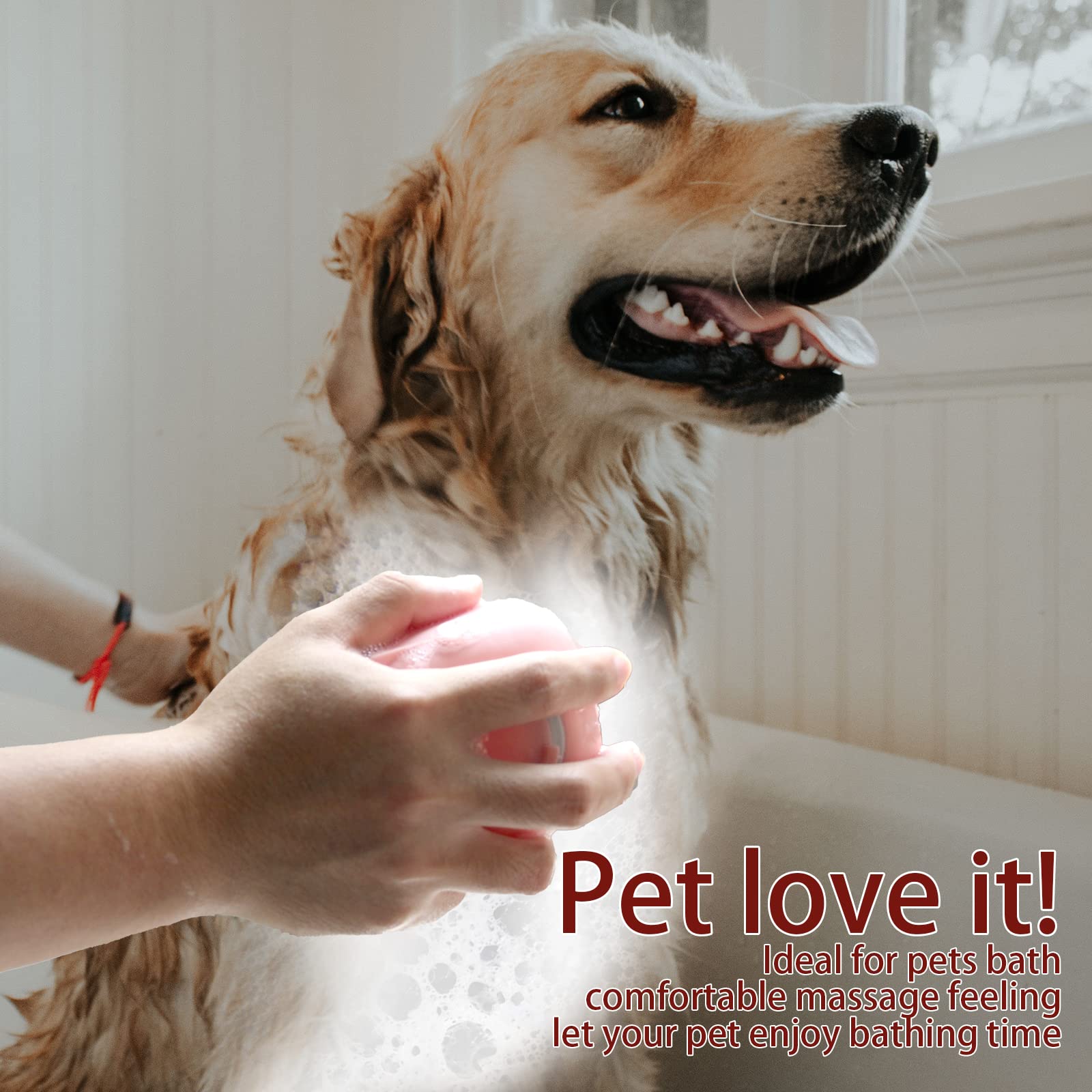 Woleigiao Pet Bath Brush Dog Bath Brush Shampoo Dispenser Soft Silicone Dog Bathing Brush Dog Shampoo Brush Scrubbers For Cats A