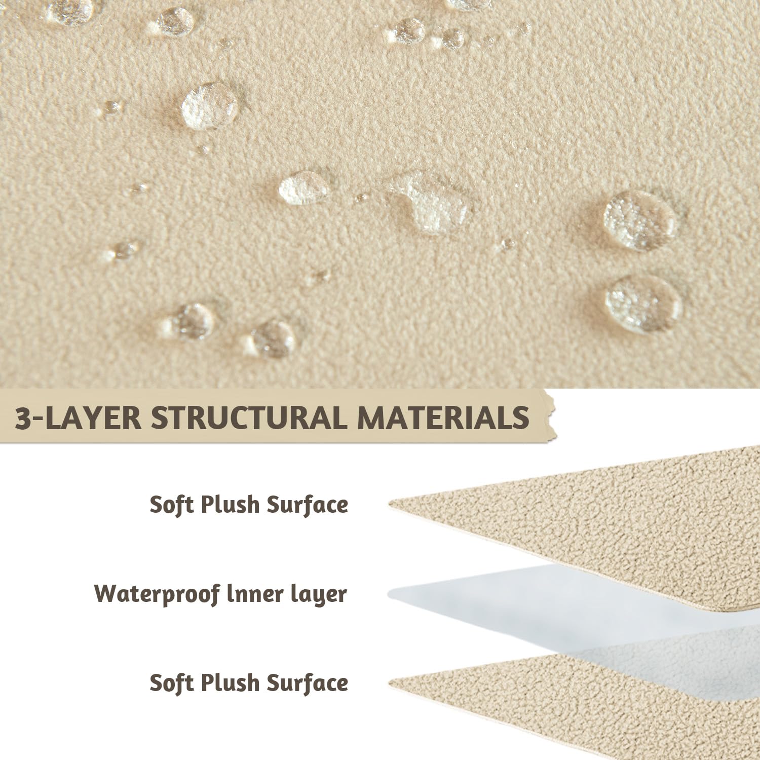 Softown Dog Bed Covers Replacement Washable Dog Bed Waterproof Cover Soft Cover For Dog Cat, Cover Only (Beige, 48X30X6 Inches)