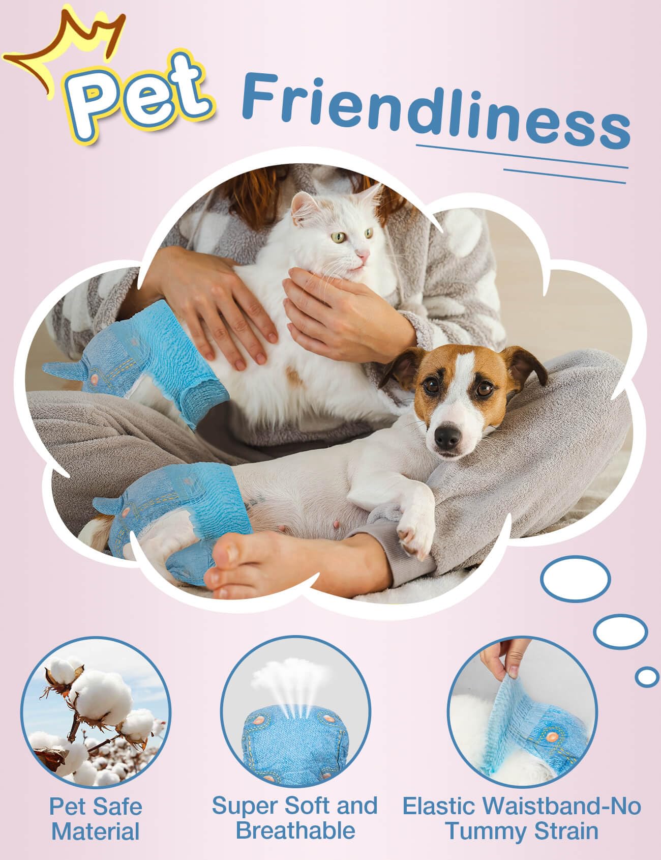 Dono Female Dog Diapers - Disposable Stretchy Waist Full Wraps for Dogs in Heat, 360 Leak-Proof and Super Absorbent - Available